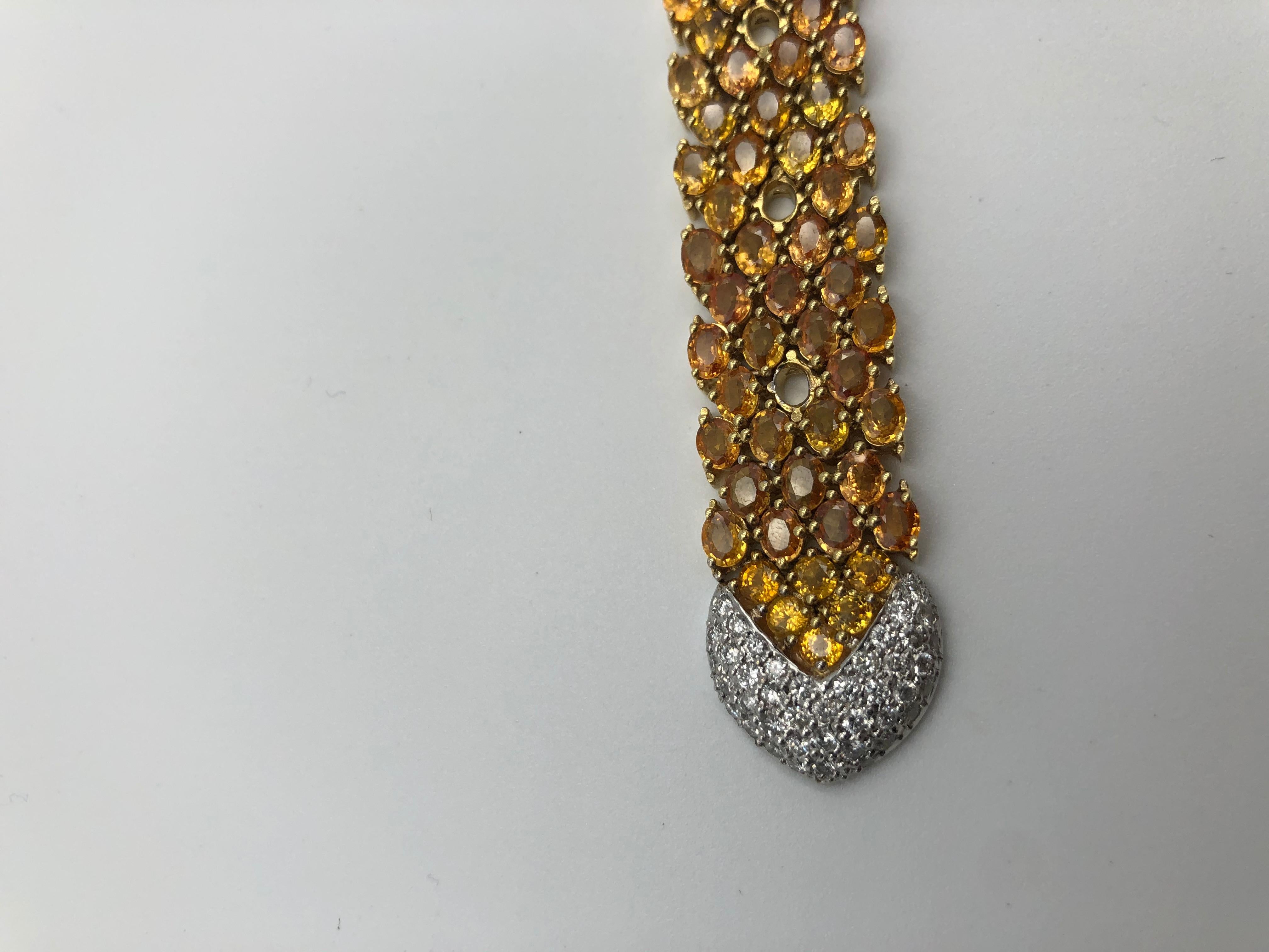 Beautiful Yellow Sapphire and Diamond Buckle Bracelet 18 Karat Two-Tone In New Condition For Sale In New York, NY