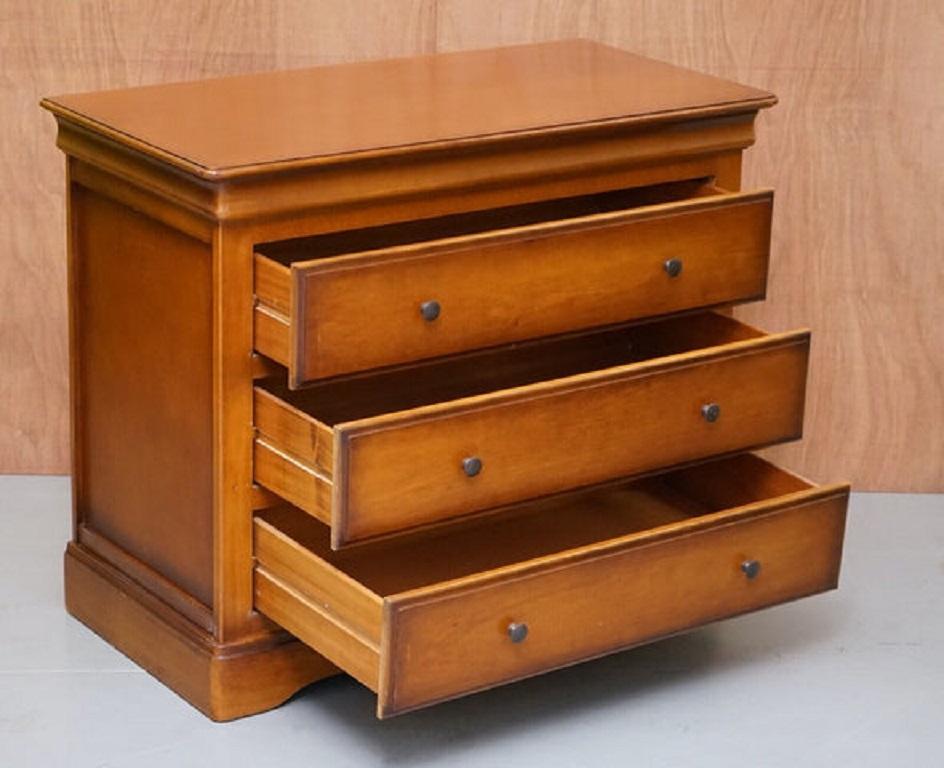 Hand-Crafted Beautiful Yew Wood French Style Chest of Drawers For Sale