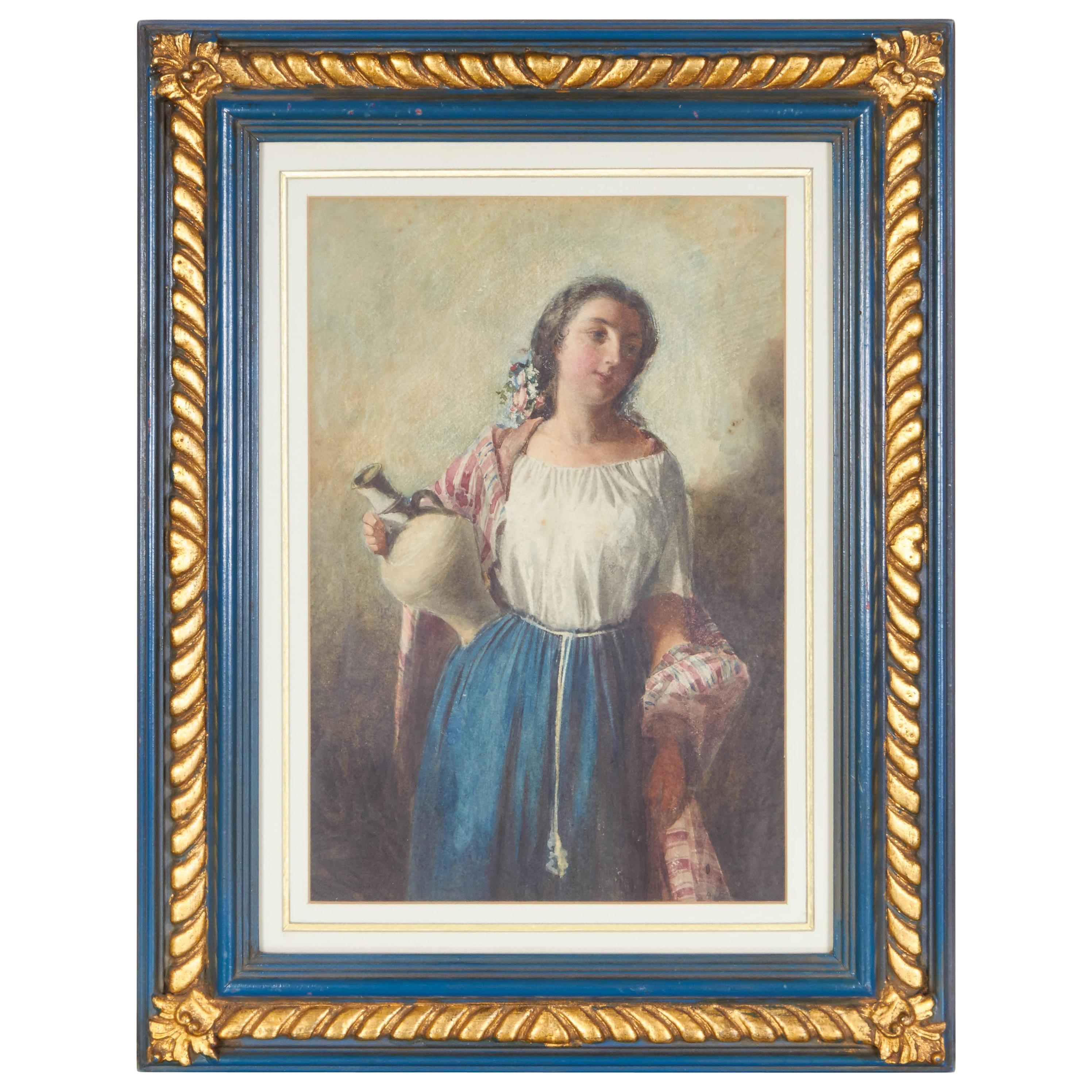 Beautiful Young Woman with Jug by Arturo Faldi For Sale