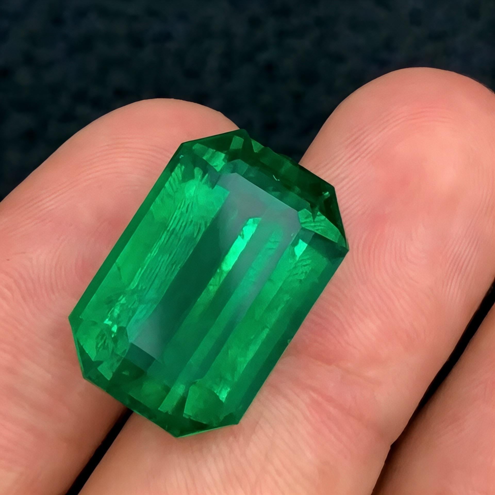 Preciosa esmeralda zambiana de 24,86 ct talla esmeralda Artículo de colección certificado GRS en venta 1