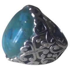Bellissimo anello in argento 925 e turchese, misura 6,5
