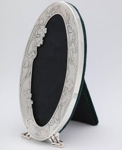 Beautiful and Rare, Art Nouveau, Footed, Sterling Silver Oval Picture Frame