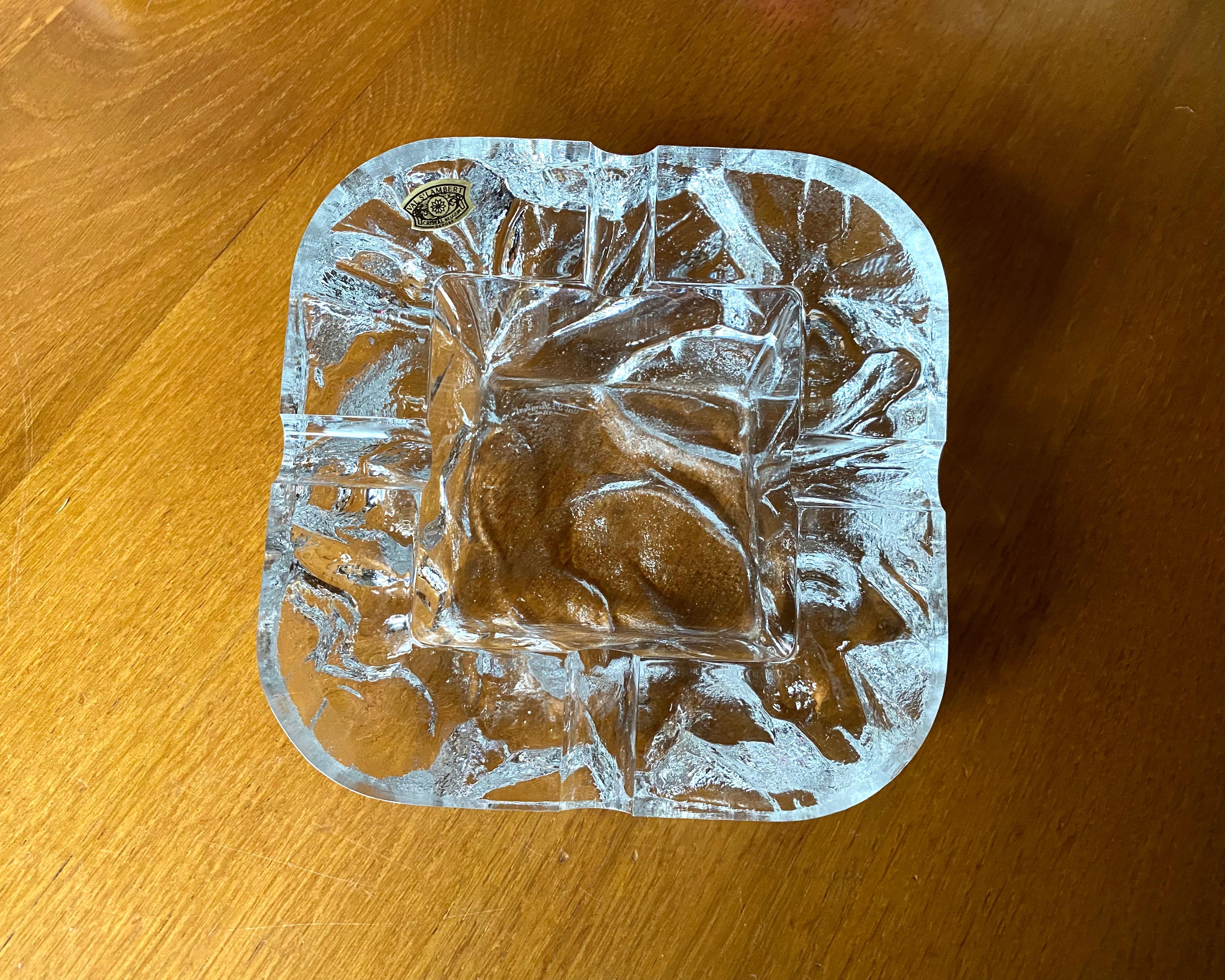 Late 20th Century Beautifull Cigarette Crystal Ashtray by Val S’Lambert, Belgium, 20th Century