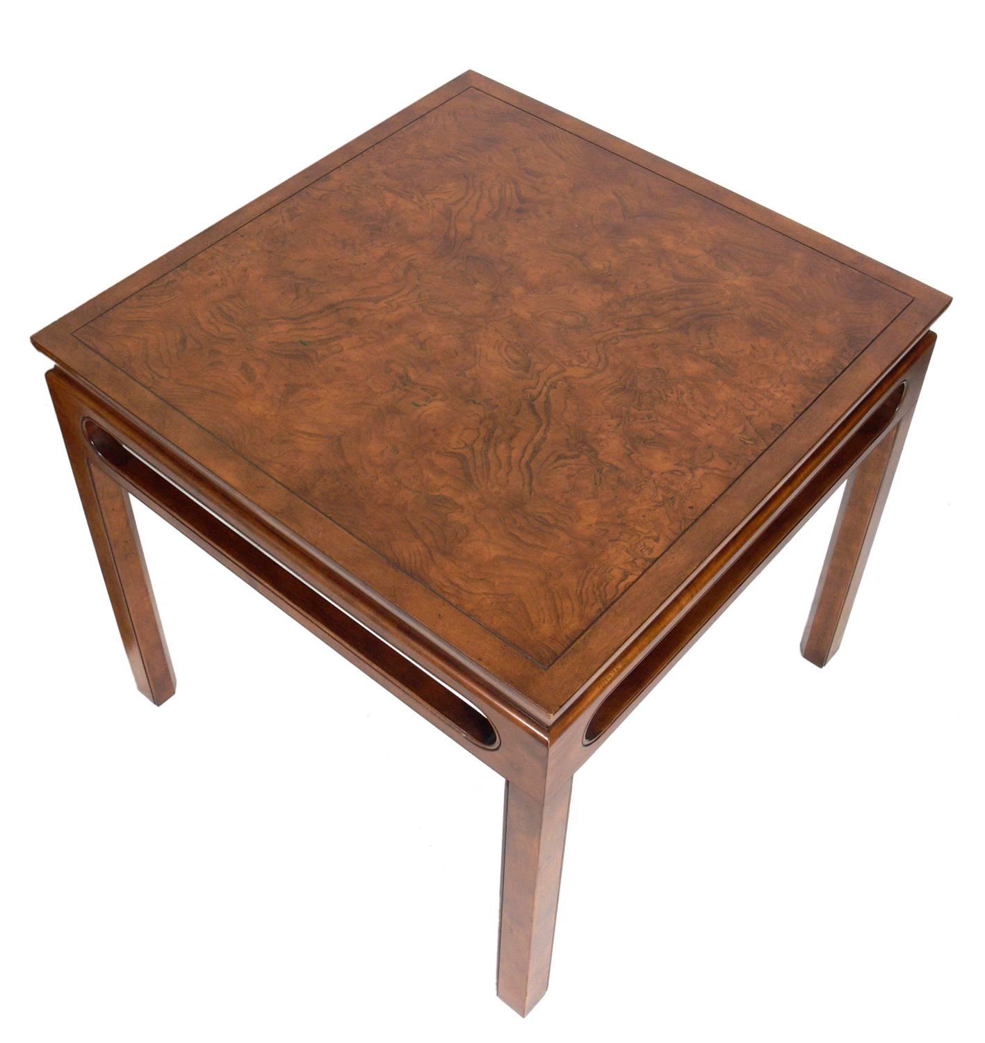 Beautifully Burled Wood End Tables by Baker In Good Condition In Atlanta, GA