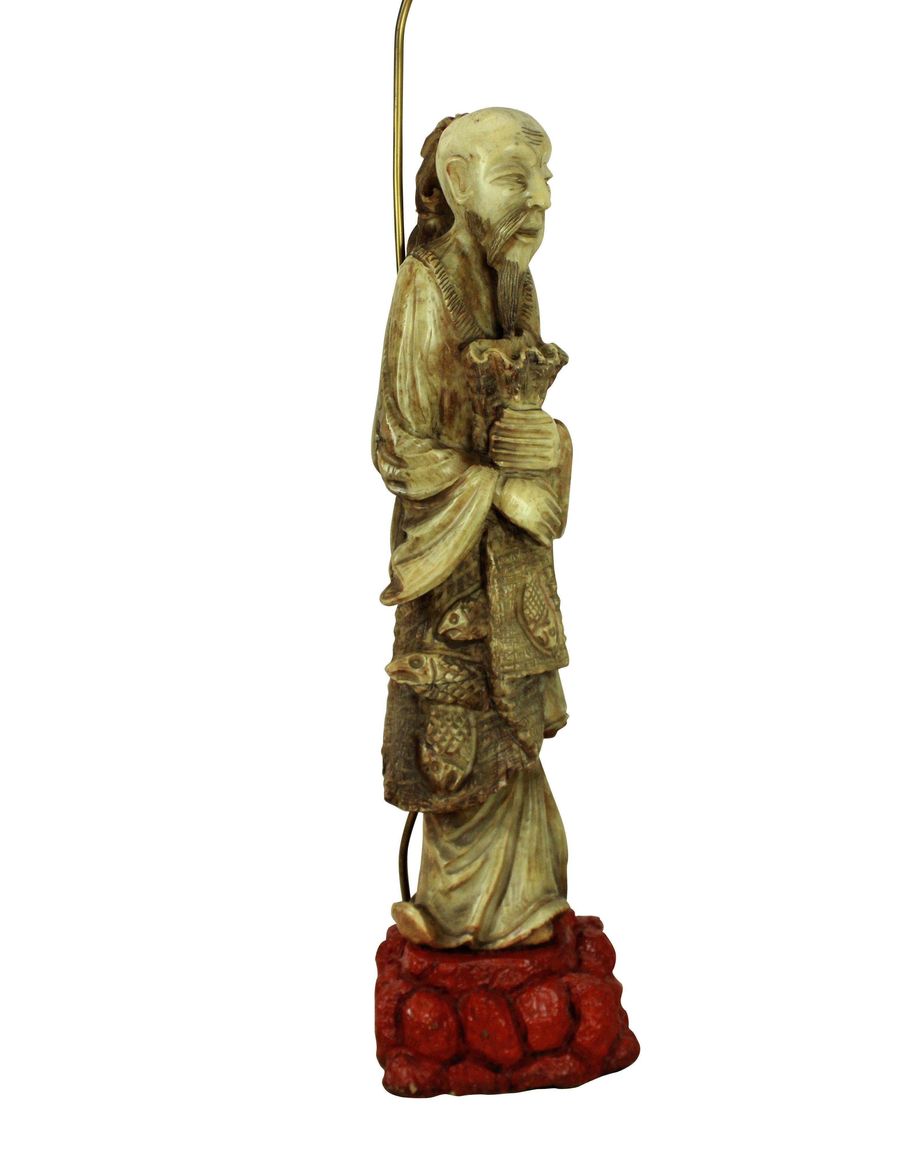 Beautifully Carved Alabaster Chinese Floor Lamp 3