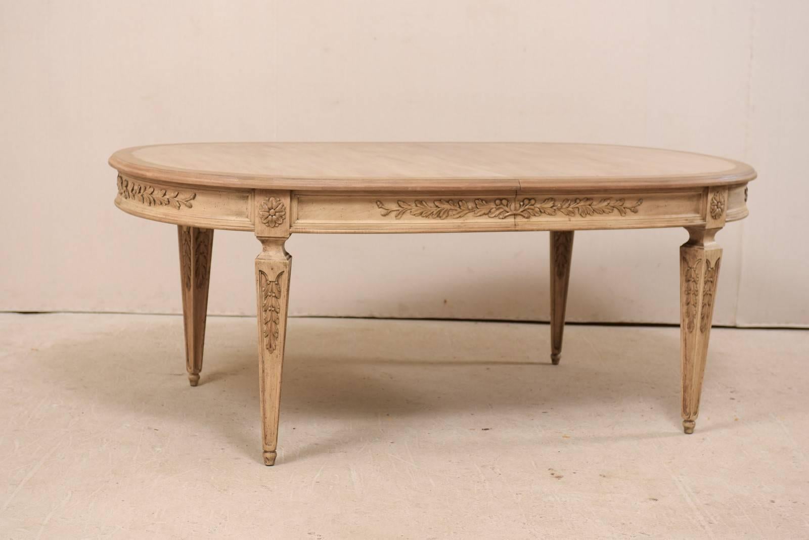 Beautifully Carved Ash Wood Oval Dining Table with Removable Leaves 2