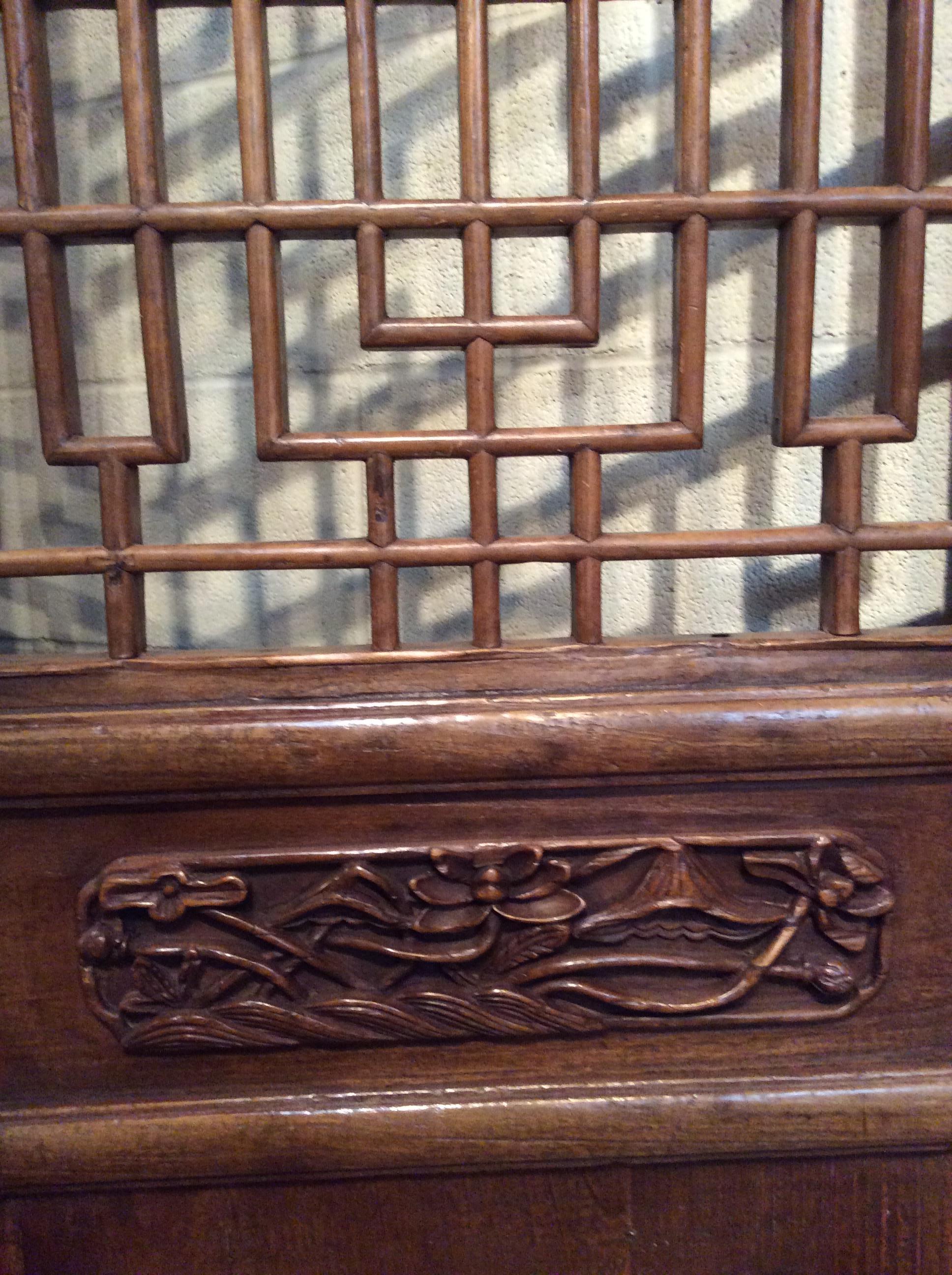 Elm Beautifully Carved Ching Dynasty Chinese Screens For Sale