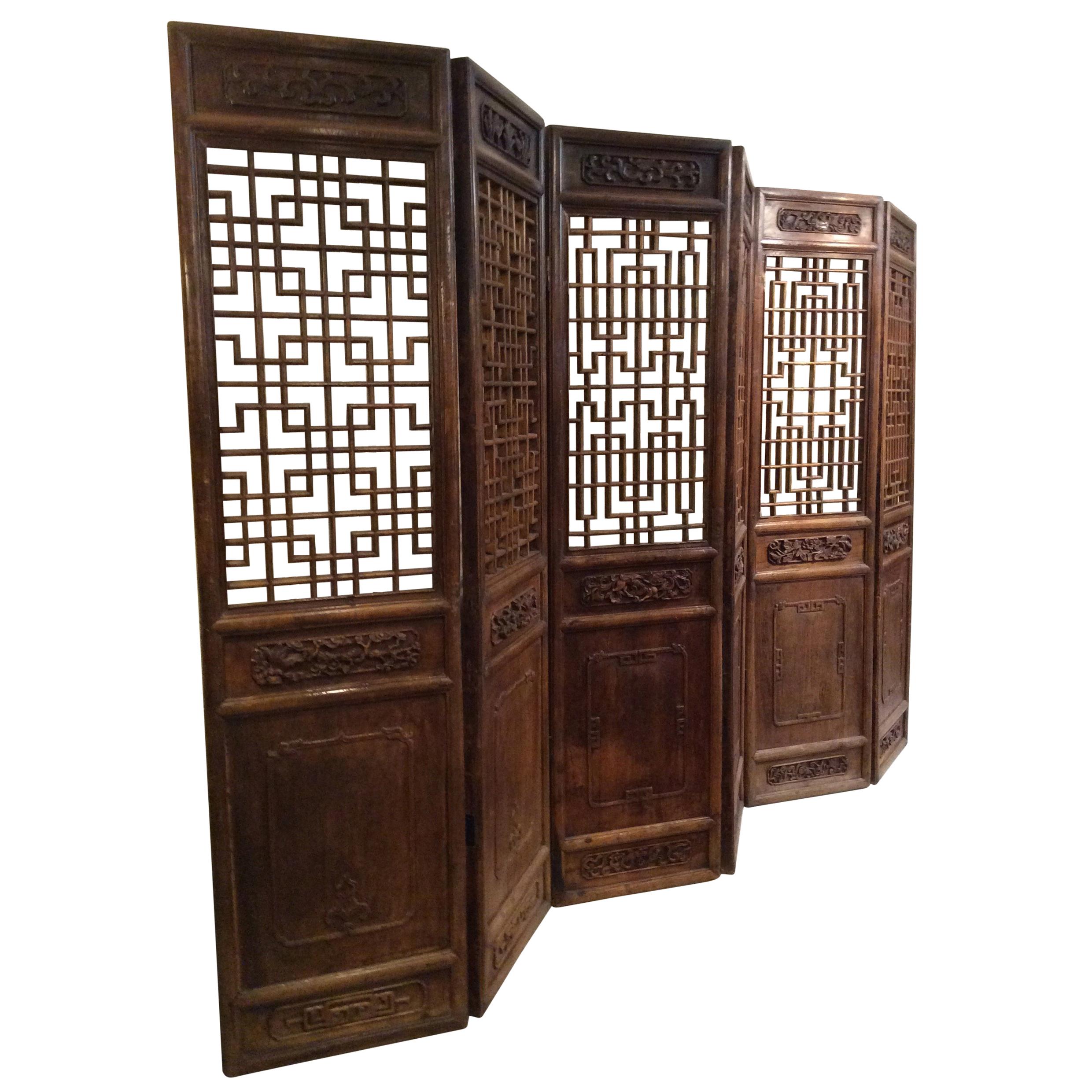 Beautifully Carved Ching Dynasty Chinese Screens For Sale
