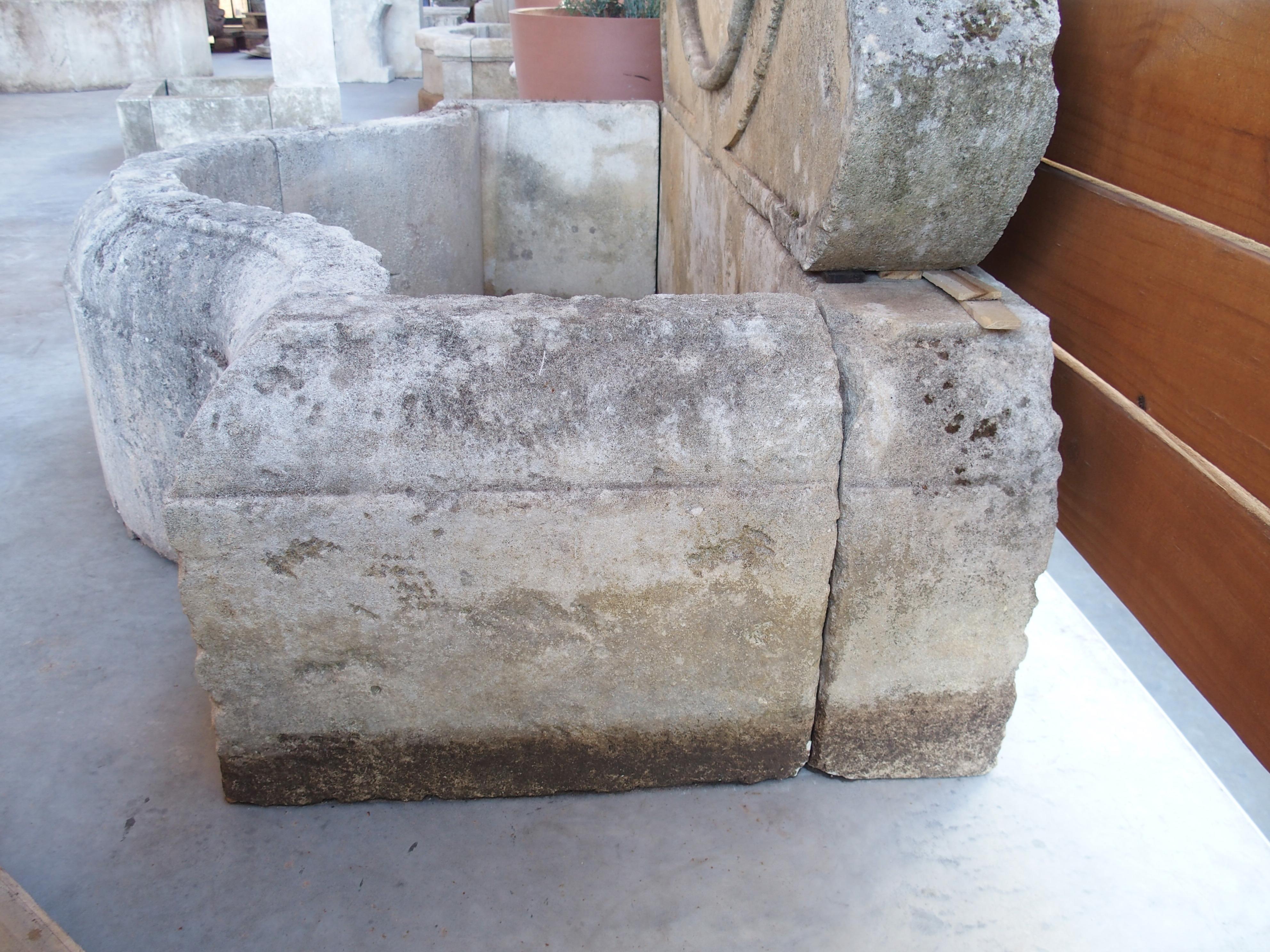 Beautifully Carved French Sunburst Wall Fountain in Aged Limestone For Sale 1