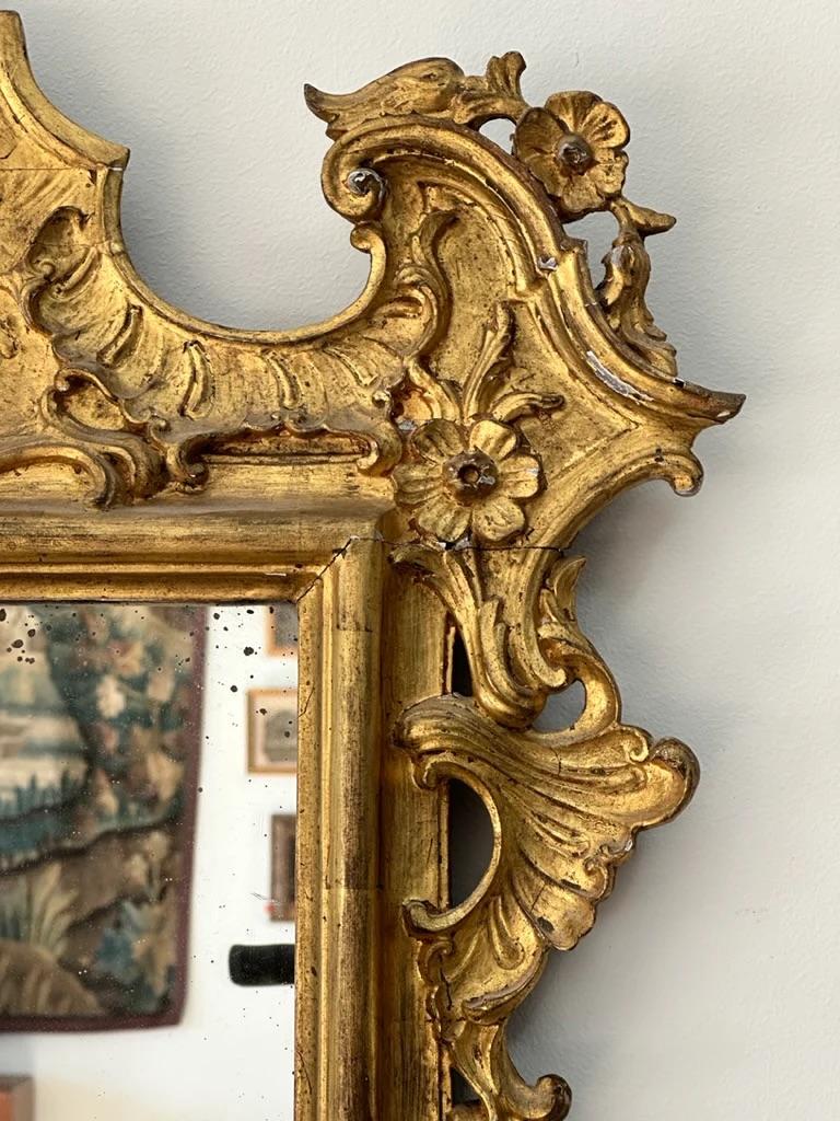 Beautifully Carved, Gilded 18th Century Mirror In Good Condition For Sale In Charlottesville, VA