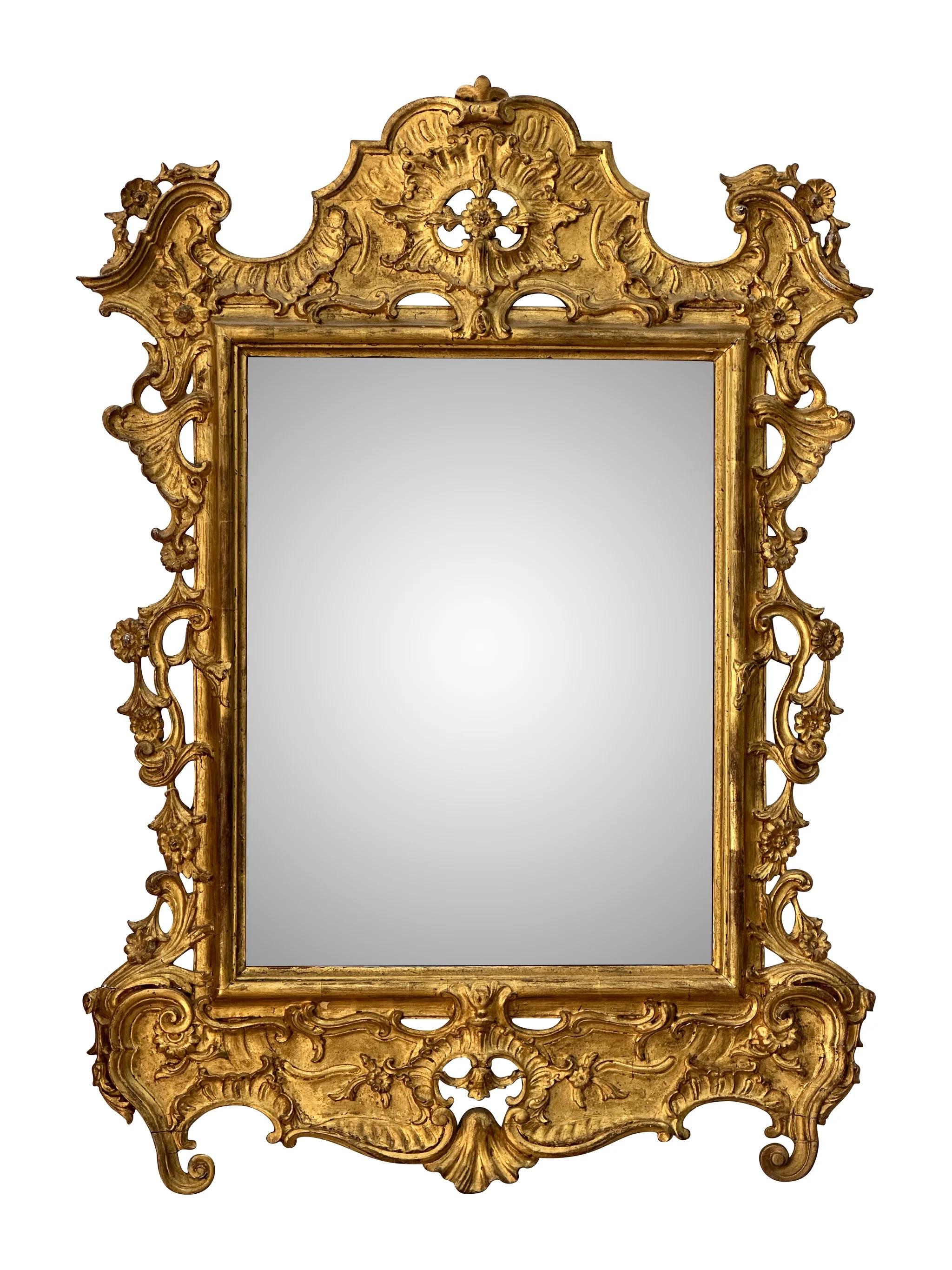 Giltwood Beautifully Carved, Gilded 18th Century Mirror For Sale