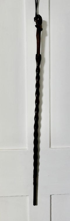 Beautifully Carved Two Tone Malacca Gentleman's Walking Stick with Snakes