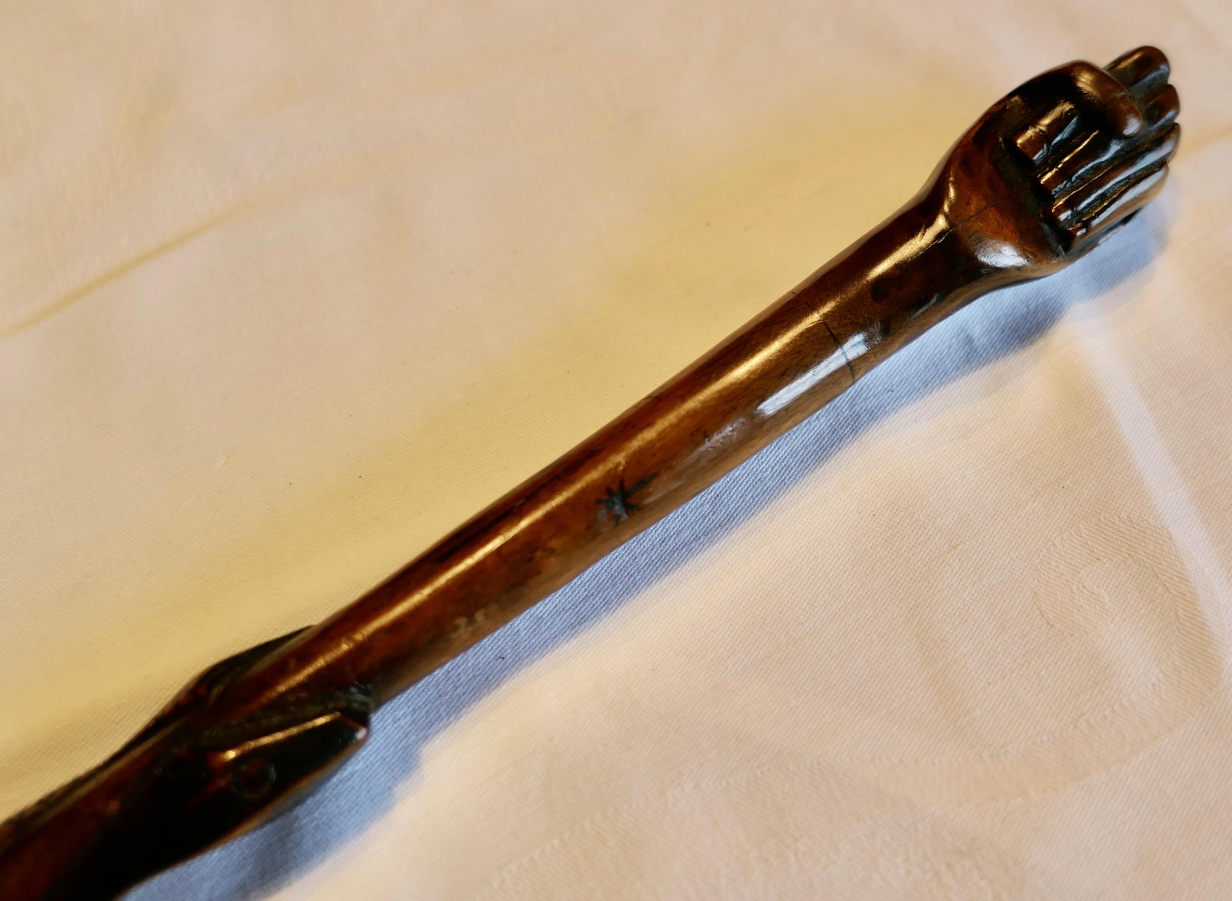 Arts and Crafts Beautifully Carved Two Tone Malacca Gentleman's Walking Stick with Snakes For Sale