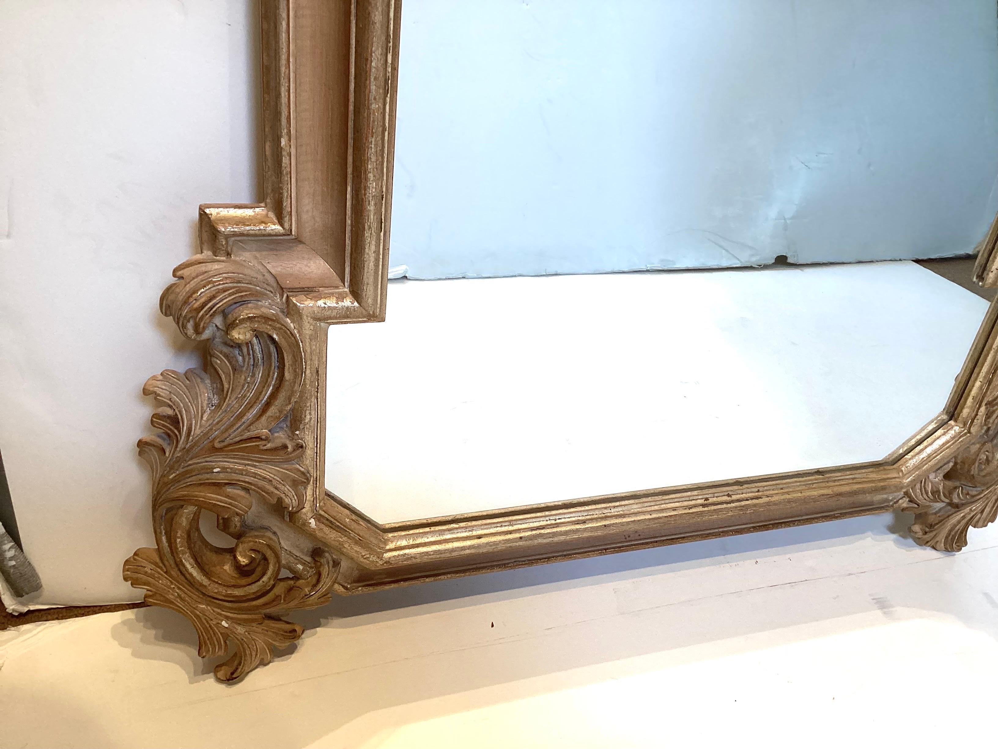 Beautifully Carved Weathered Gilt Wood Mirror For Sale 1