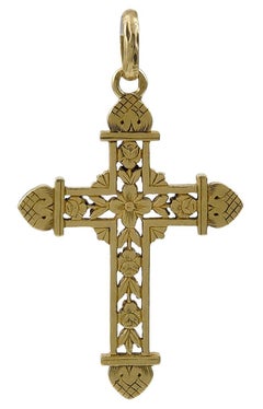Beautifully Constructed Antique French Gold Cross