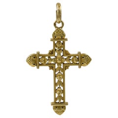 Schön konstruiertes antikes französisches Goldkreuz