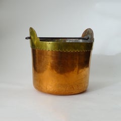 Beautifully decorated and crafted Italian copper and brass cauldron