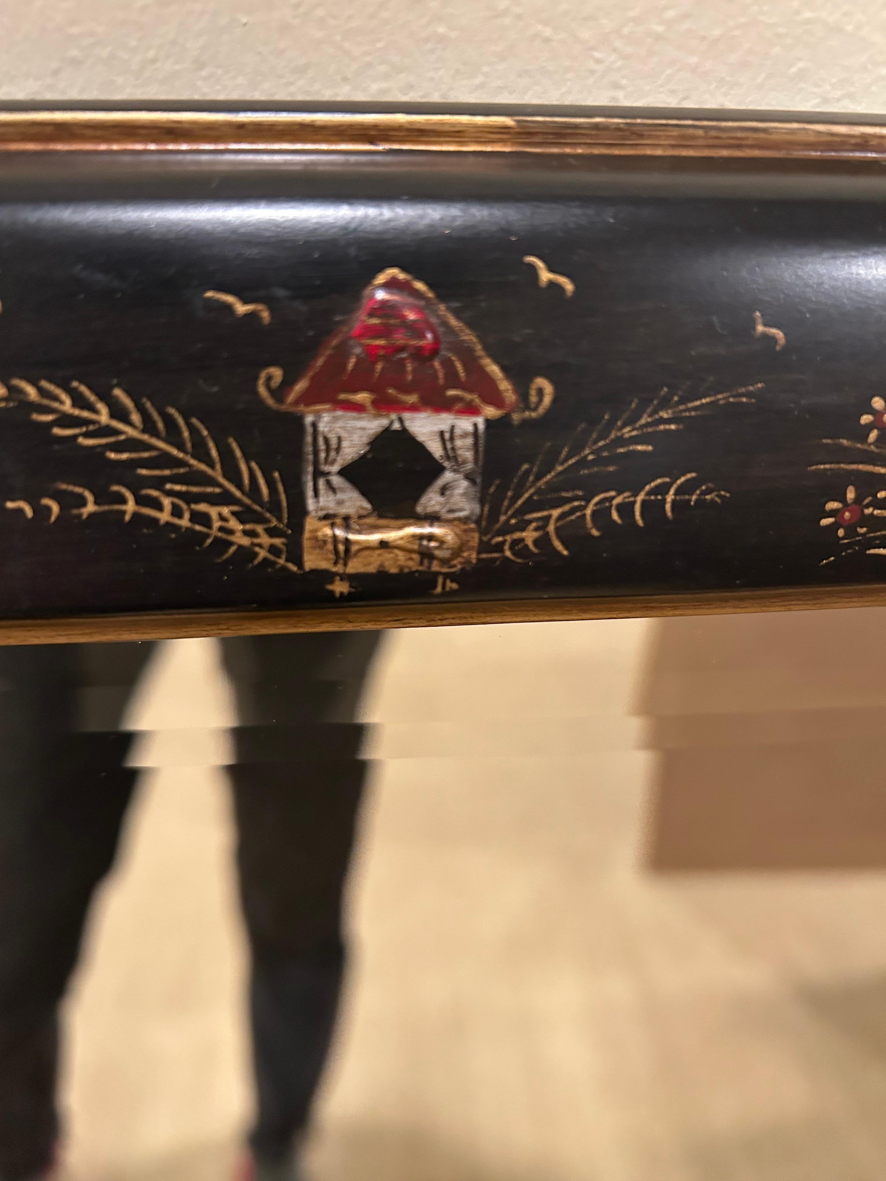 Beautifully Decorated Black Chinoiserie Bevelled Mirror 2