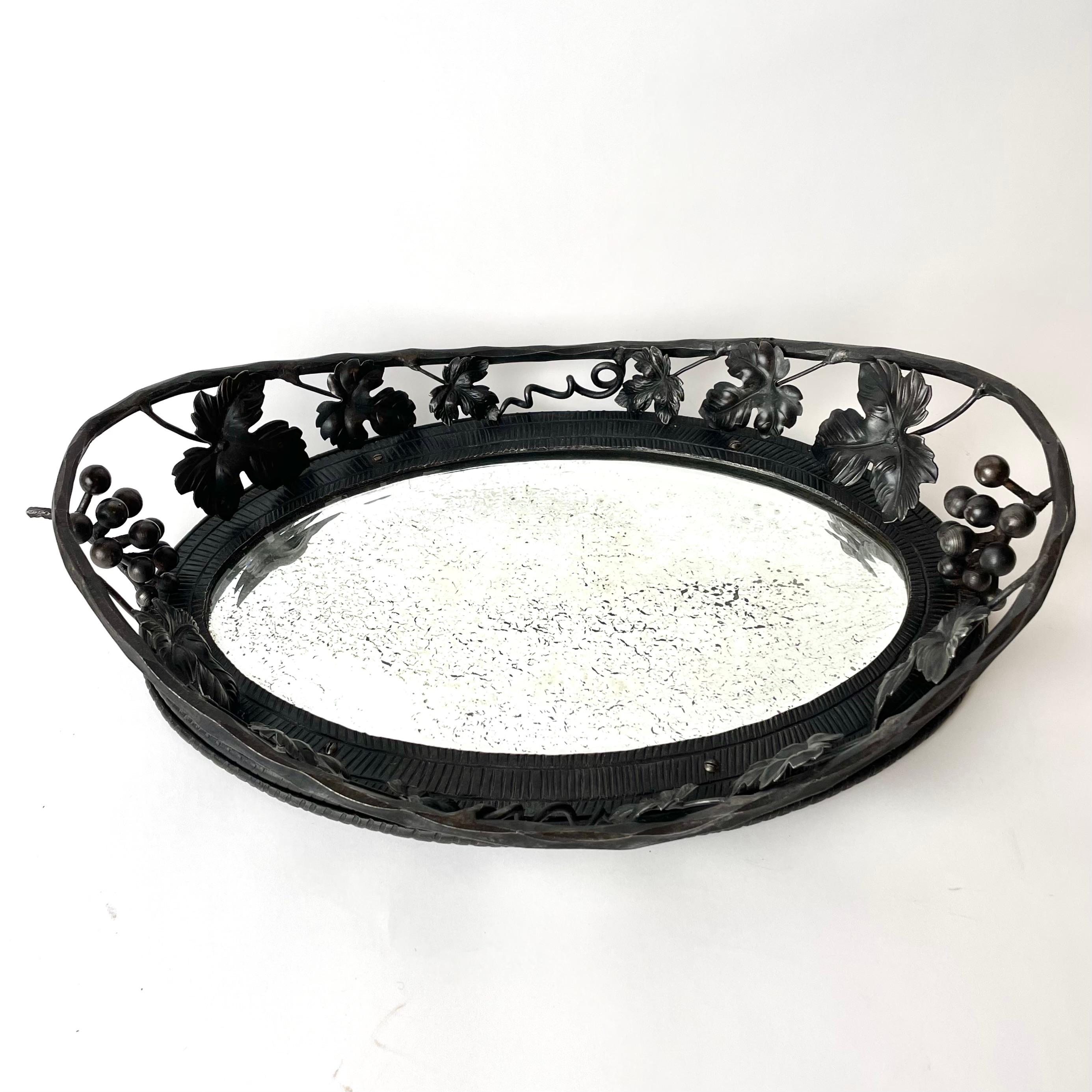 Art Deco Beautifully Decorated Fruit Bowl in Wrought Iron from the, 1920s