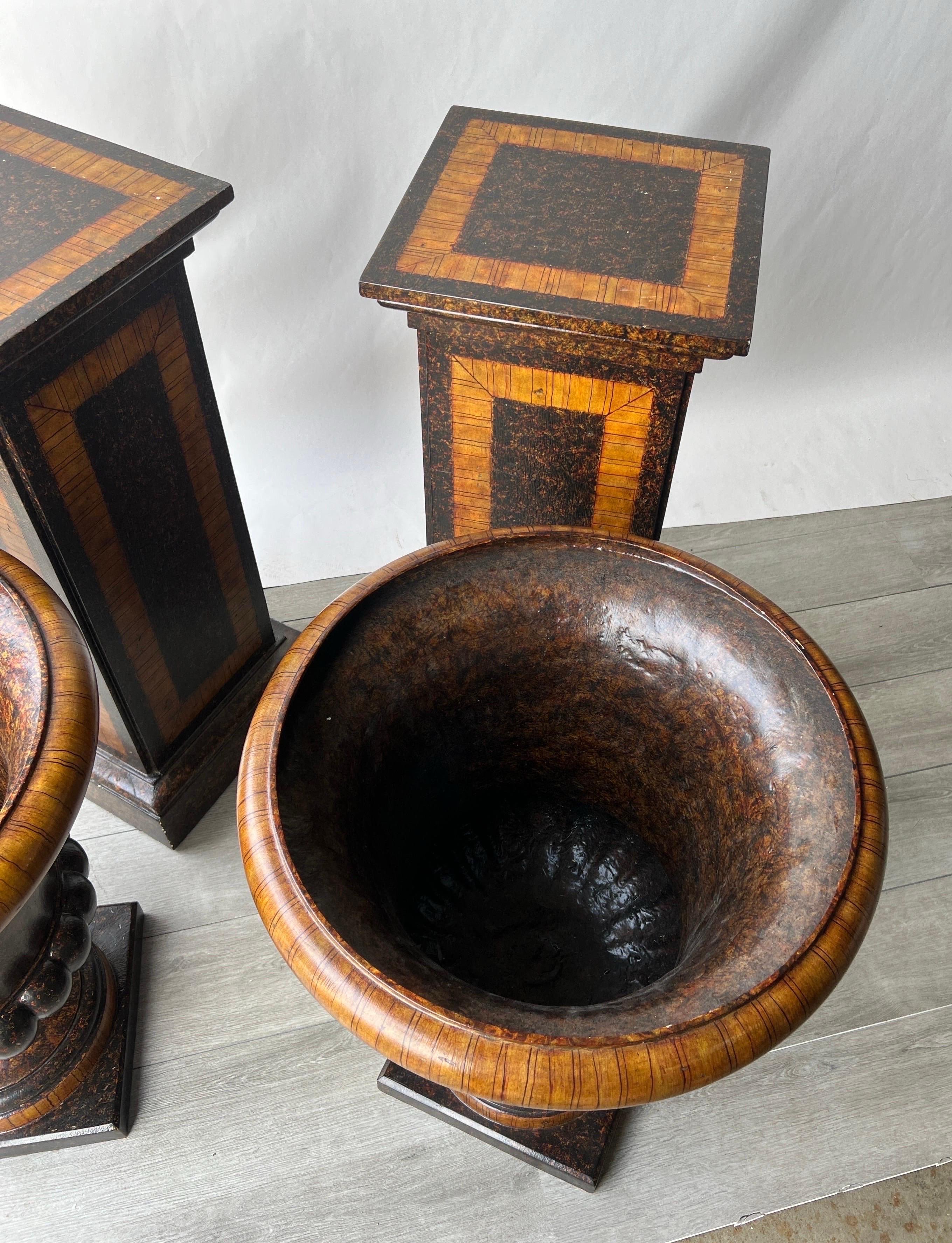 Beautifully decorated pair of faux tortoiseshell interior urns   For Sale 5