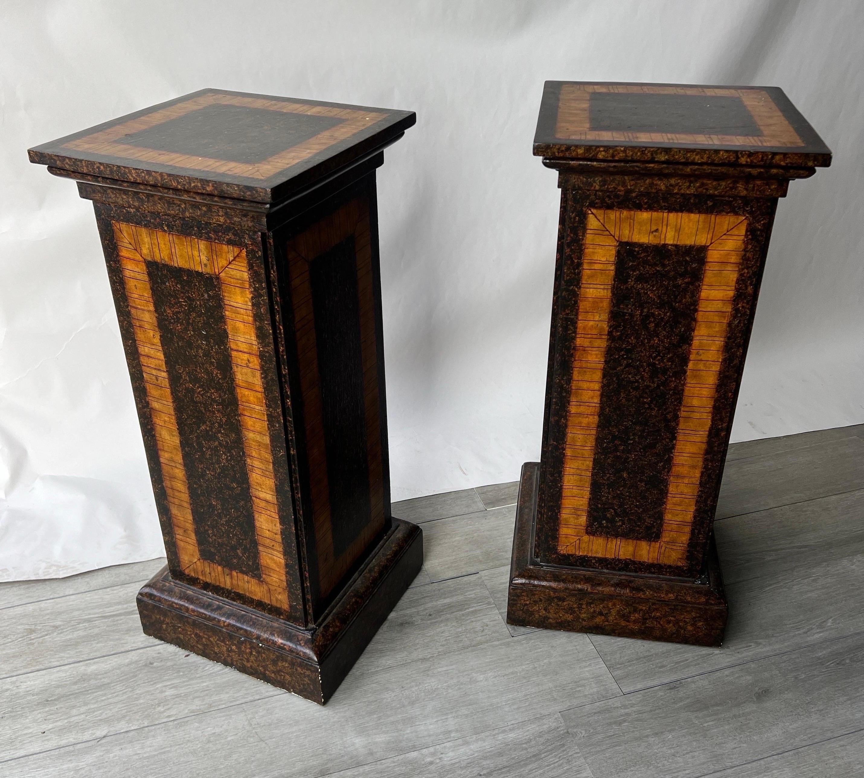 Beautifully decorated pair of faux tortoiseshell interior urns   For Sale 6