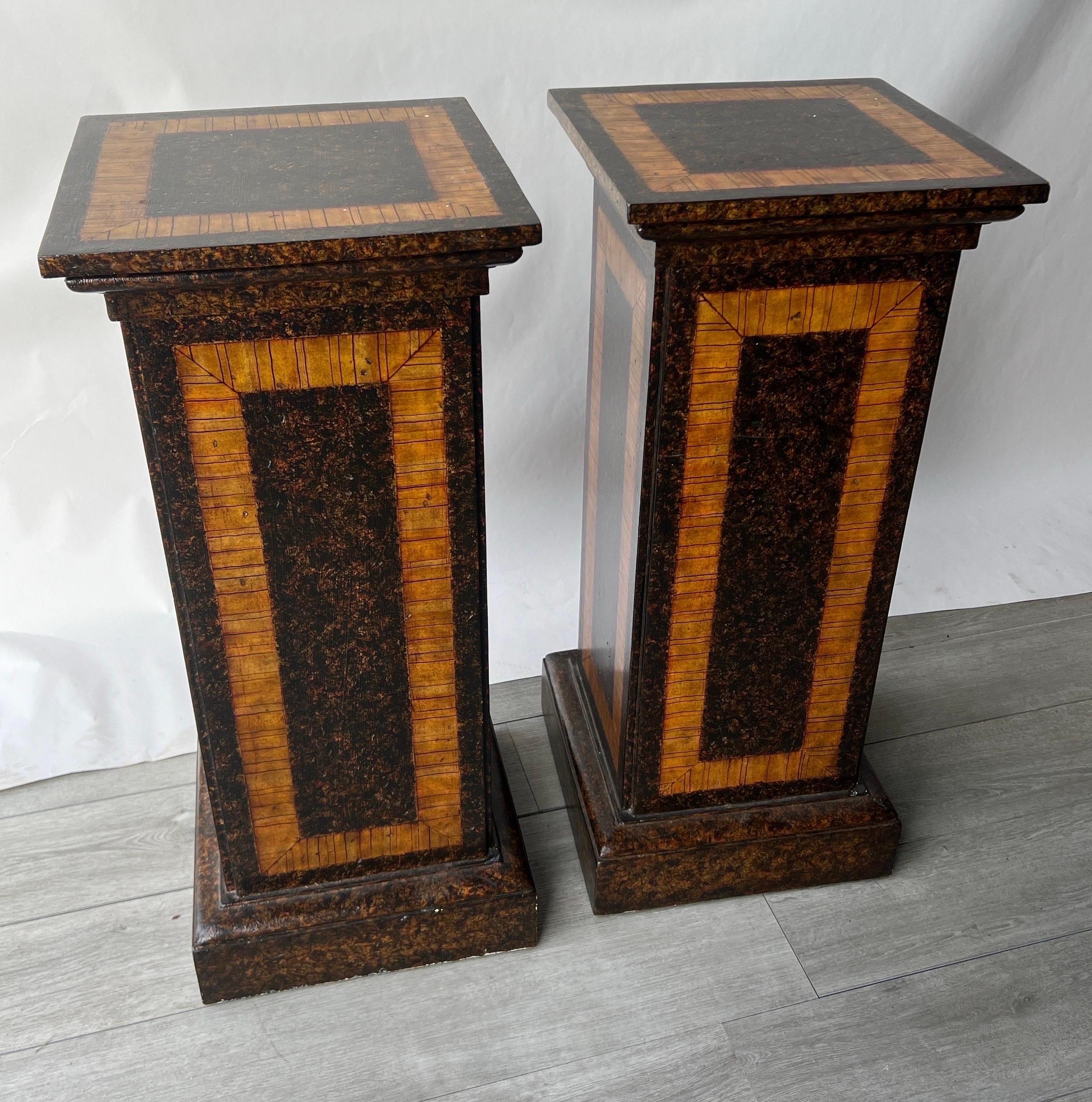 Beautifully decorated pair of faux tortoiseshell interior urns   For Sale 7