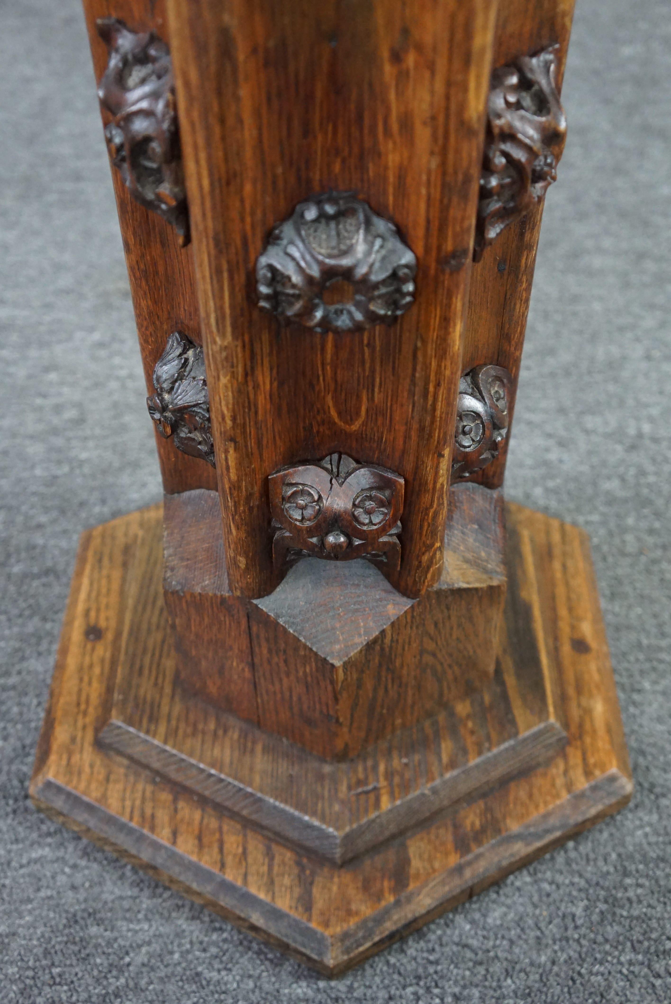 Beautifully decorative pedestal, column/pillar made of wood, late 19th century For Sale 4