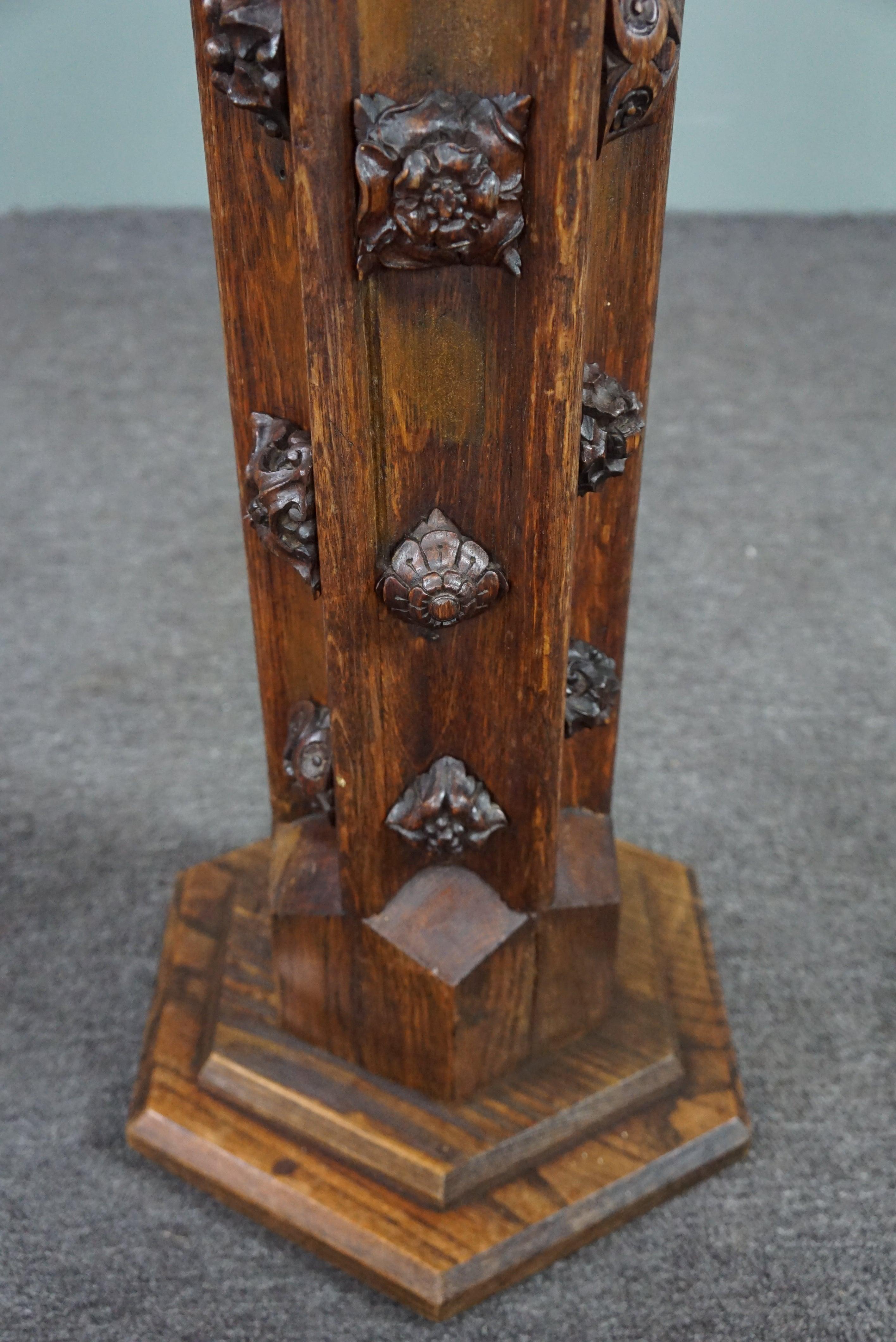 Beautifully decorative pedestal, column/pillar made of wood, late 19th century For Sale 2