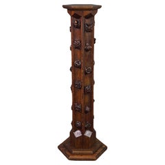 Beautifully decorative pedestal, column/pillar made of wood, late 19th century