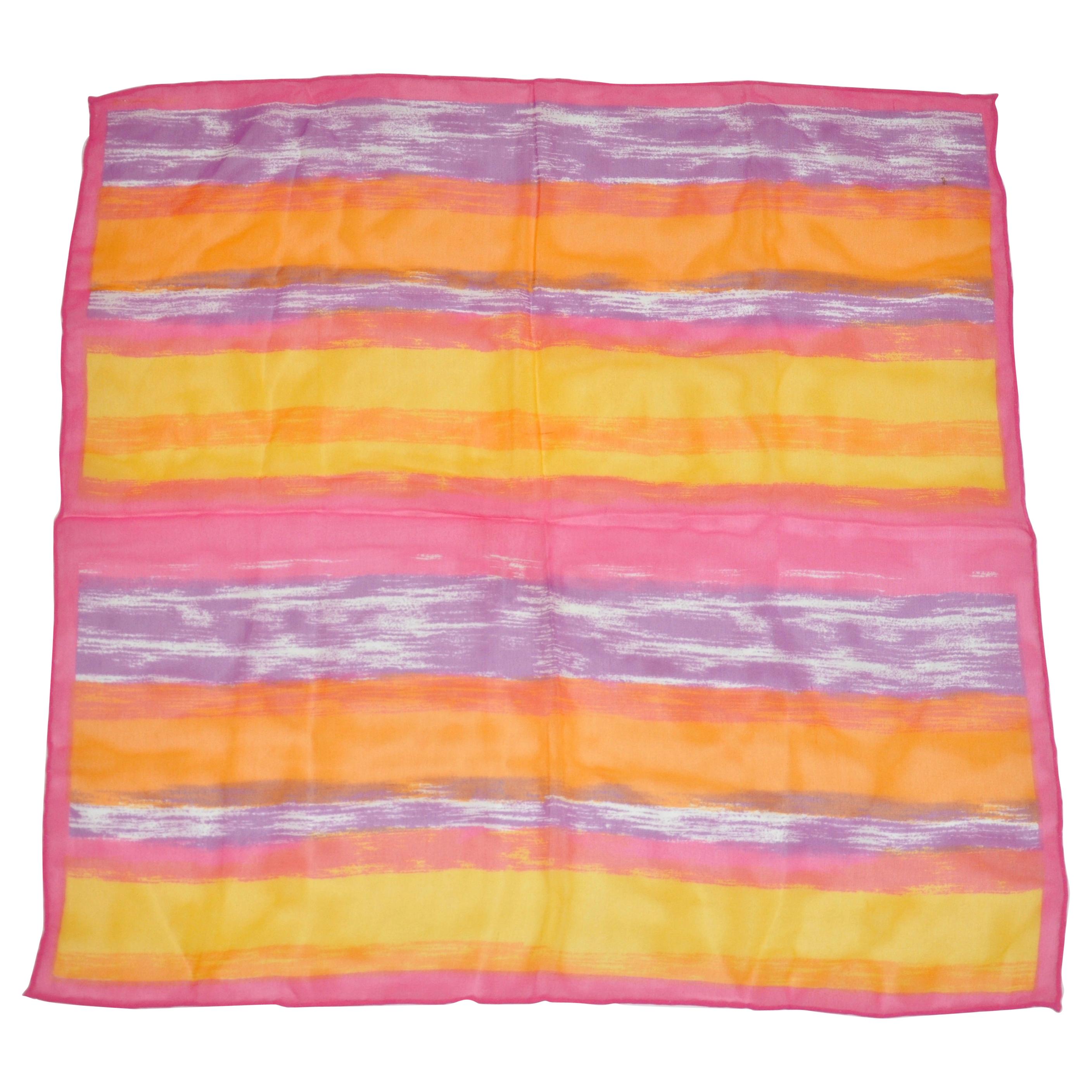 Beautifully Delicate "Summer Sun Rise" Silk Chiffon Scarf For Sale