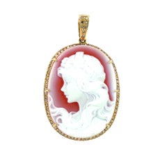 Beautifully design natural Cameo pendant with diamonds