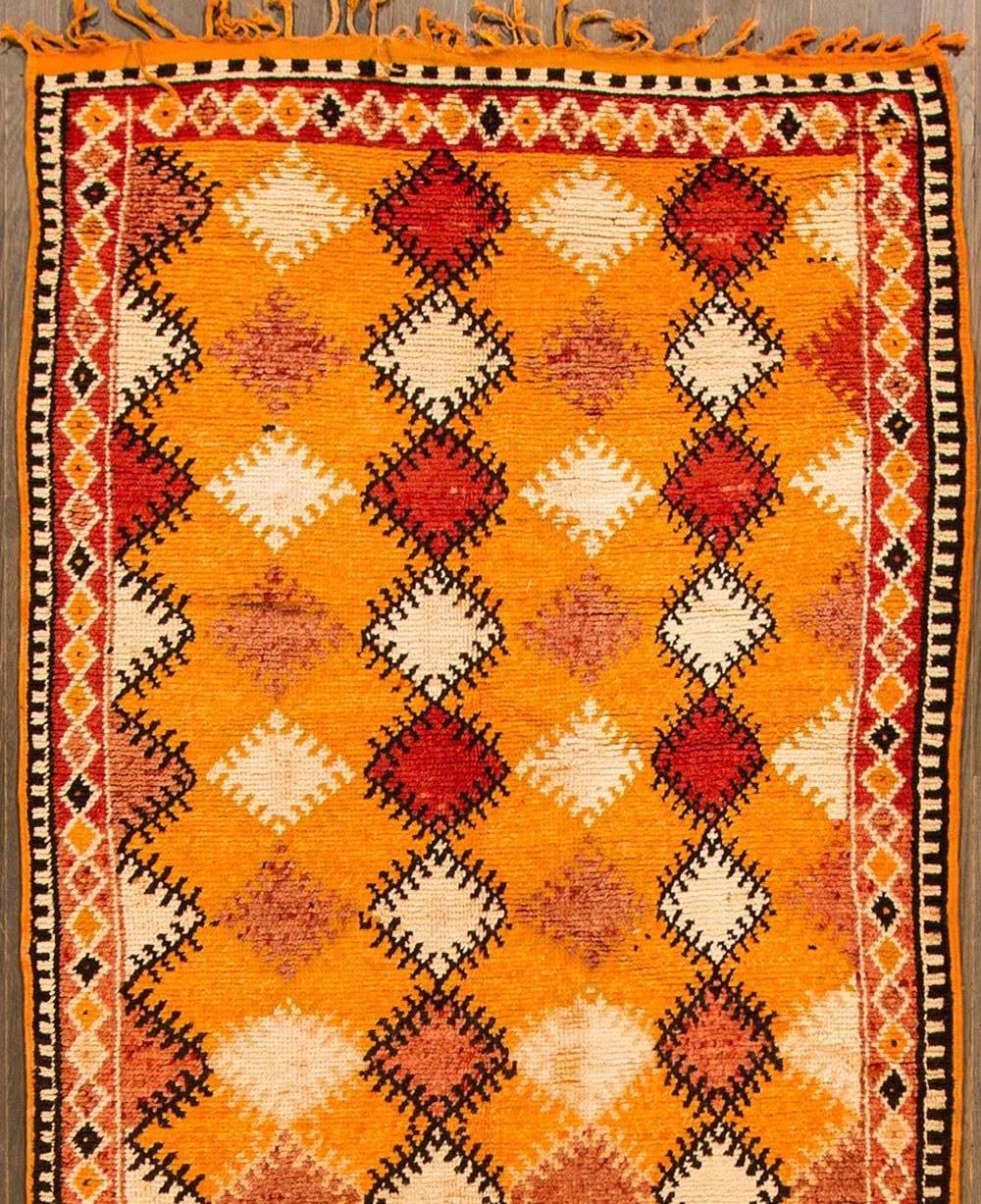 Hand-Knotted Mid-20th Century Vintage Geometric Moroccan Tribal Rug For Sale