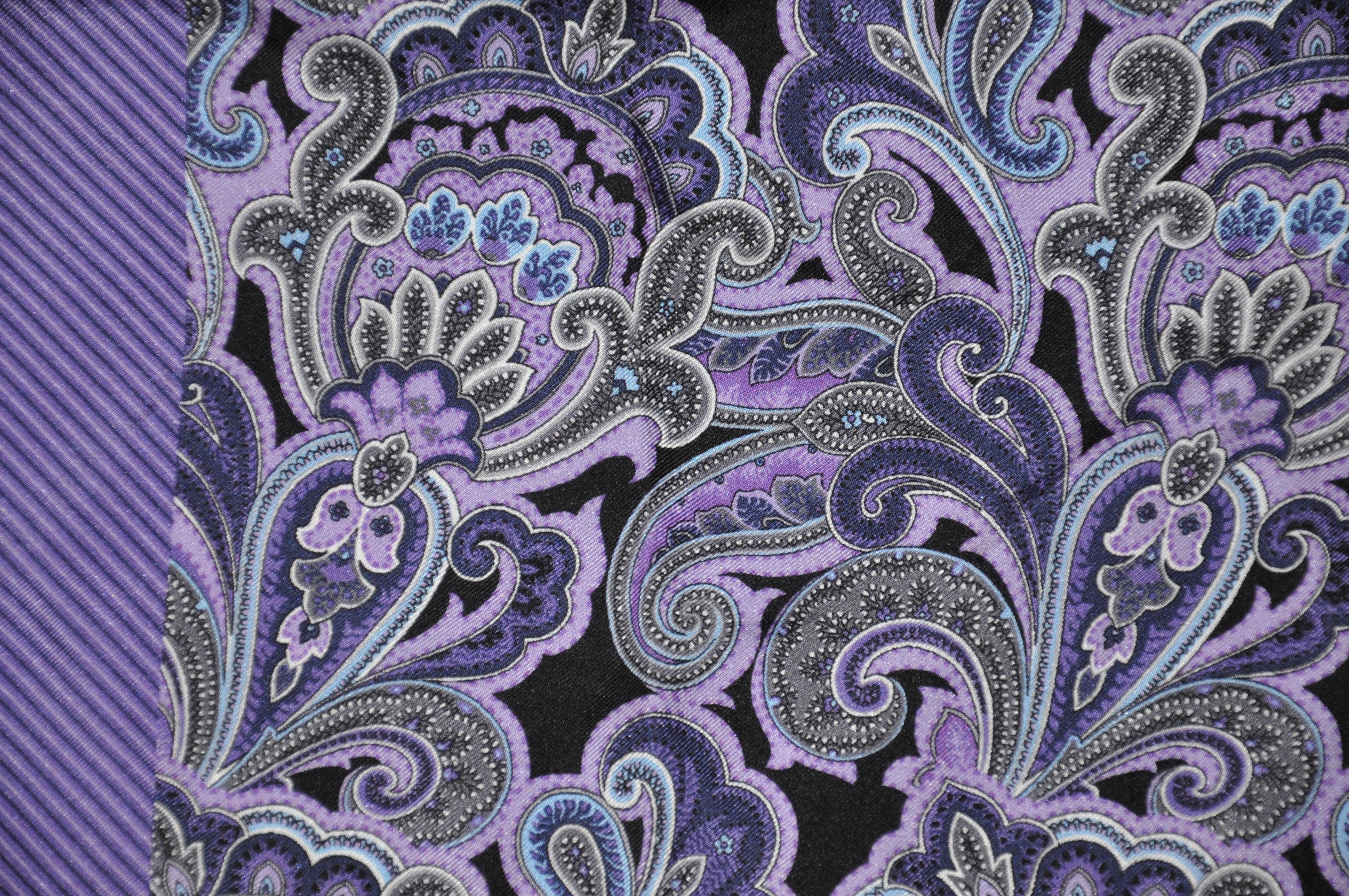 Gray Beautifully Elegant Shades of Lavender & Violet Silk Handkerchief For Sale