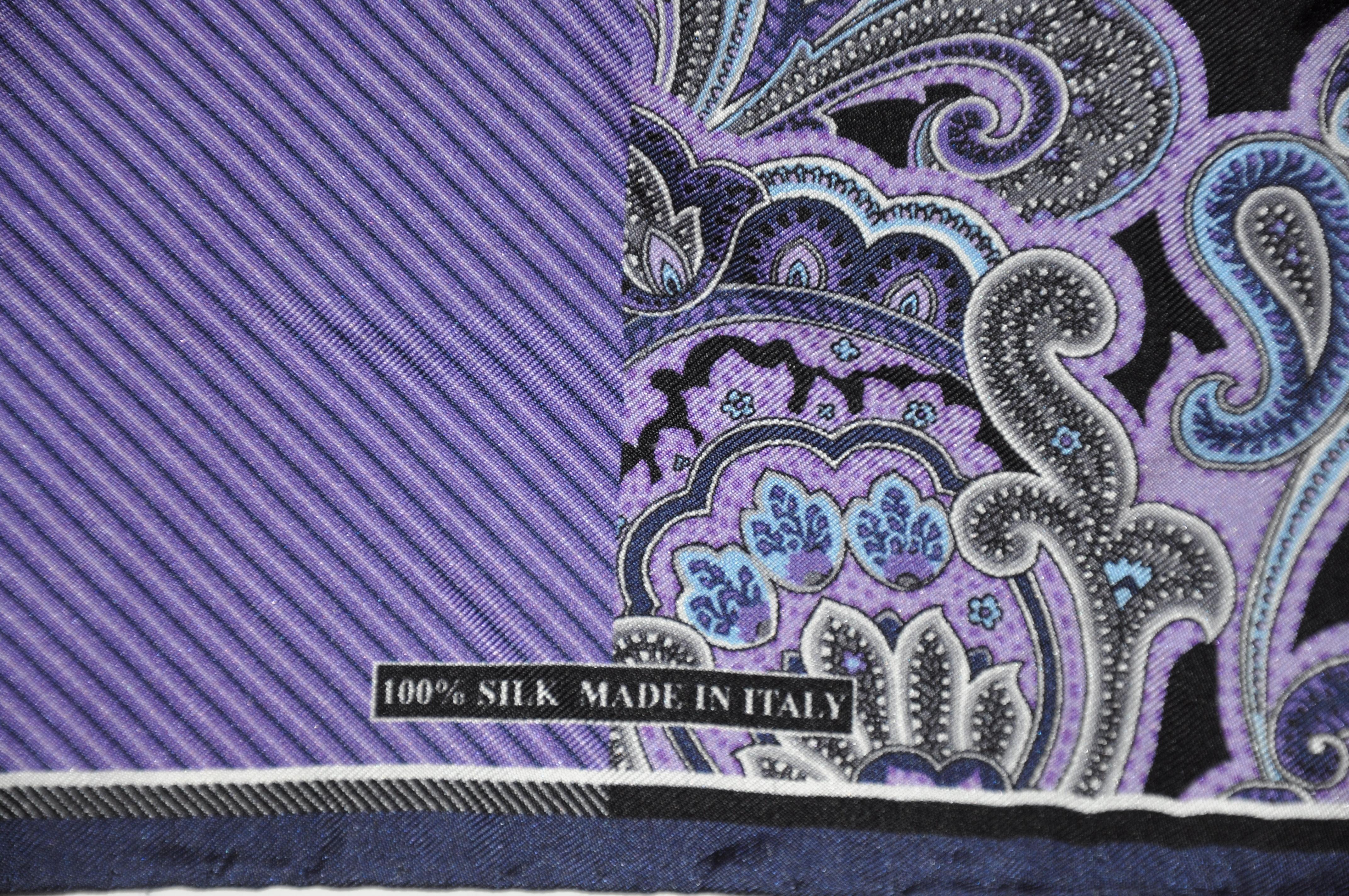 Beautifully Elegant Shades of Lavender & Violet Silk Handkerchief In Good Condition For Sale In New York, NY