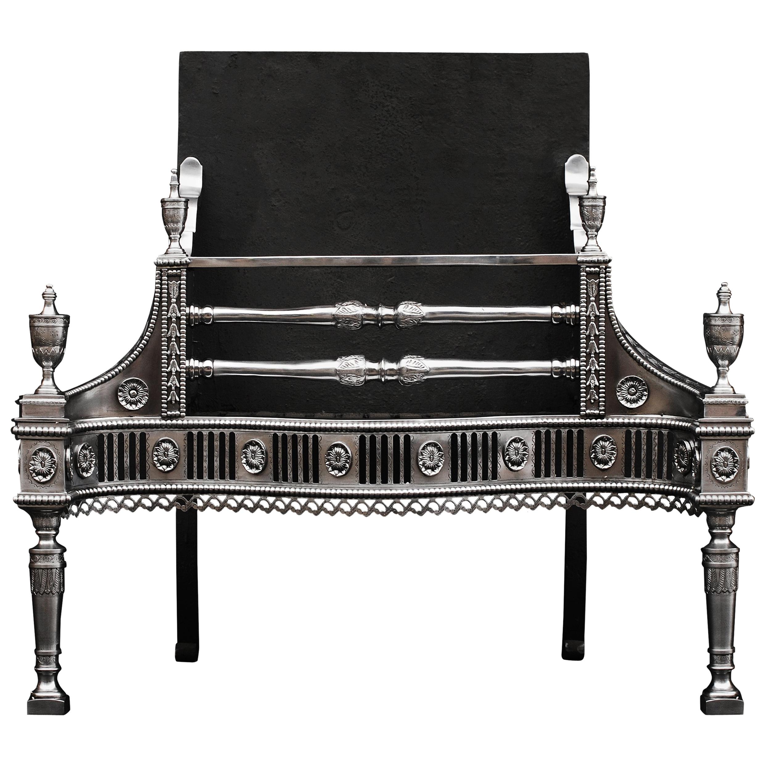 Beautifully Engraved Georgian Style Steel Firegrate