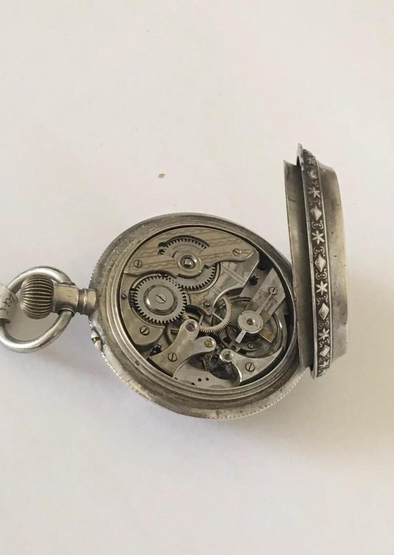 Beautifully Engraved Silver Full Hunter Case Antique Pocket Watch For Sale at 1stDibs
