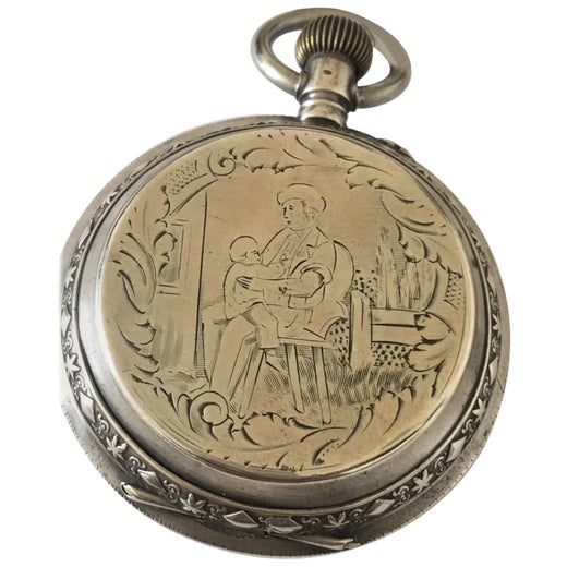 Beautifully Engraved Silver Full Hunter Case Antique Pocket Watch For Sale  at 1stDibs