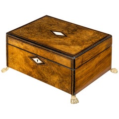Antique Beautifully Figured, Mid-19th Century, Walnut Work Box