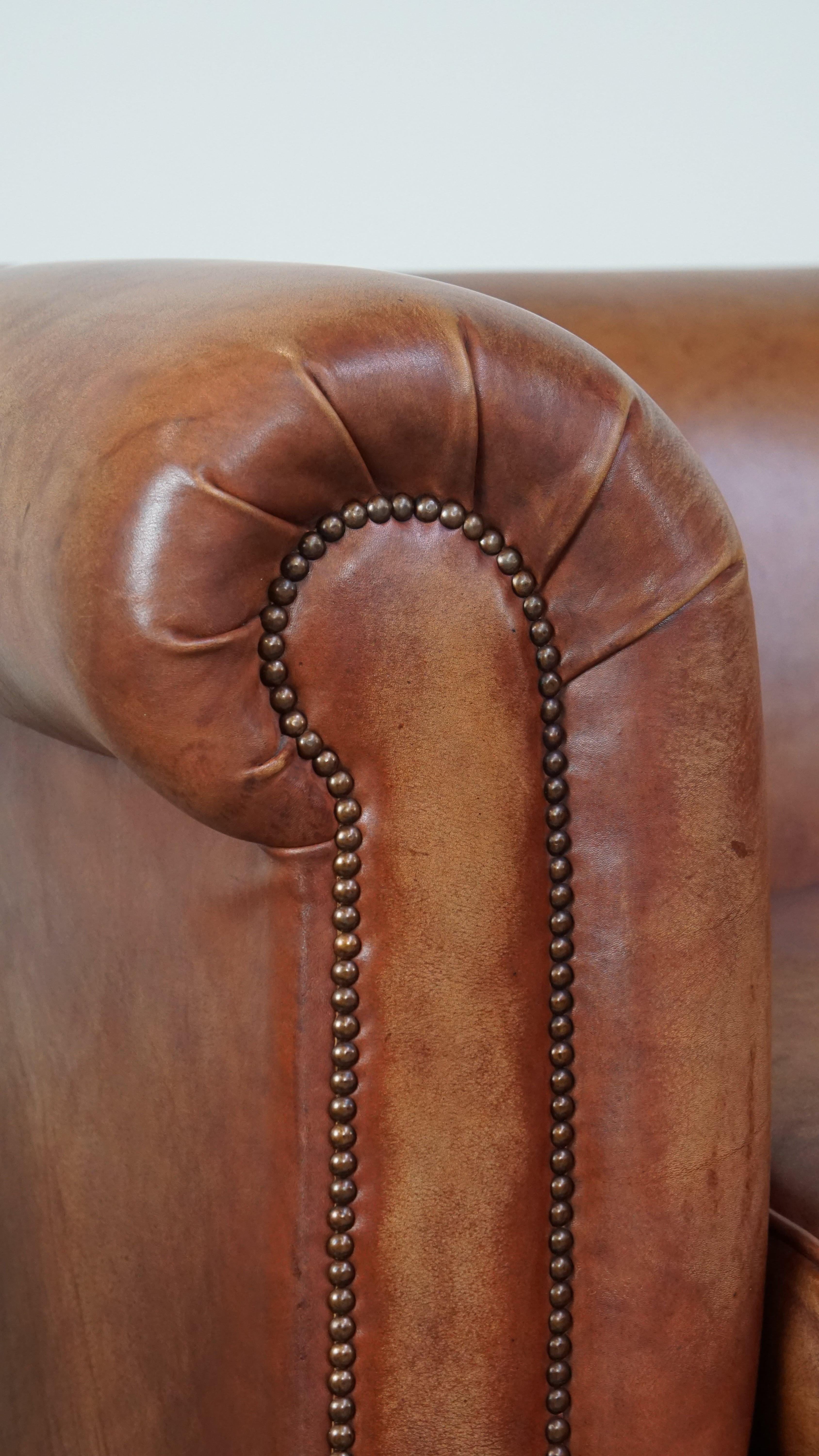 Beautifully finished spacious 3-seater sofa, cognac-colored cowhide leather 7