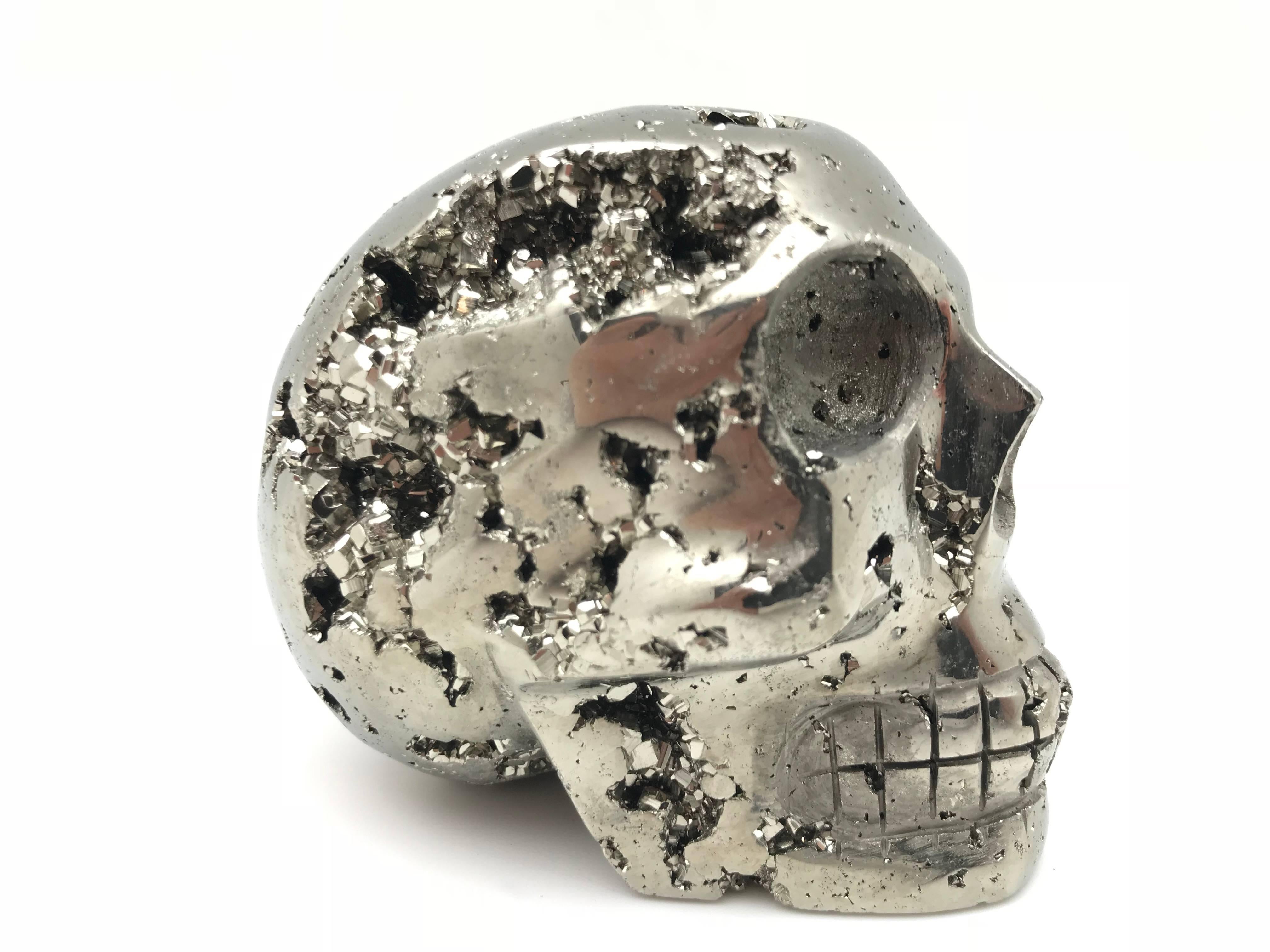 Organic Modern Pyrite Skull from Peru For Sale