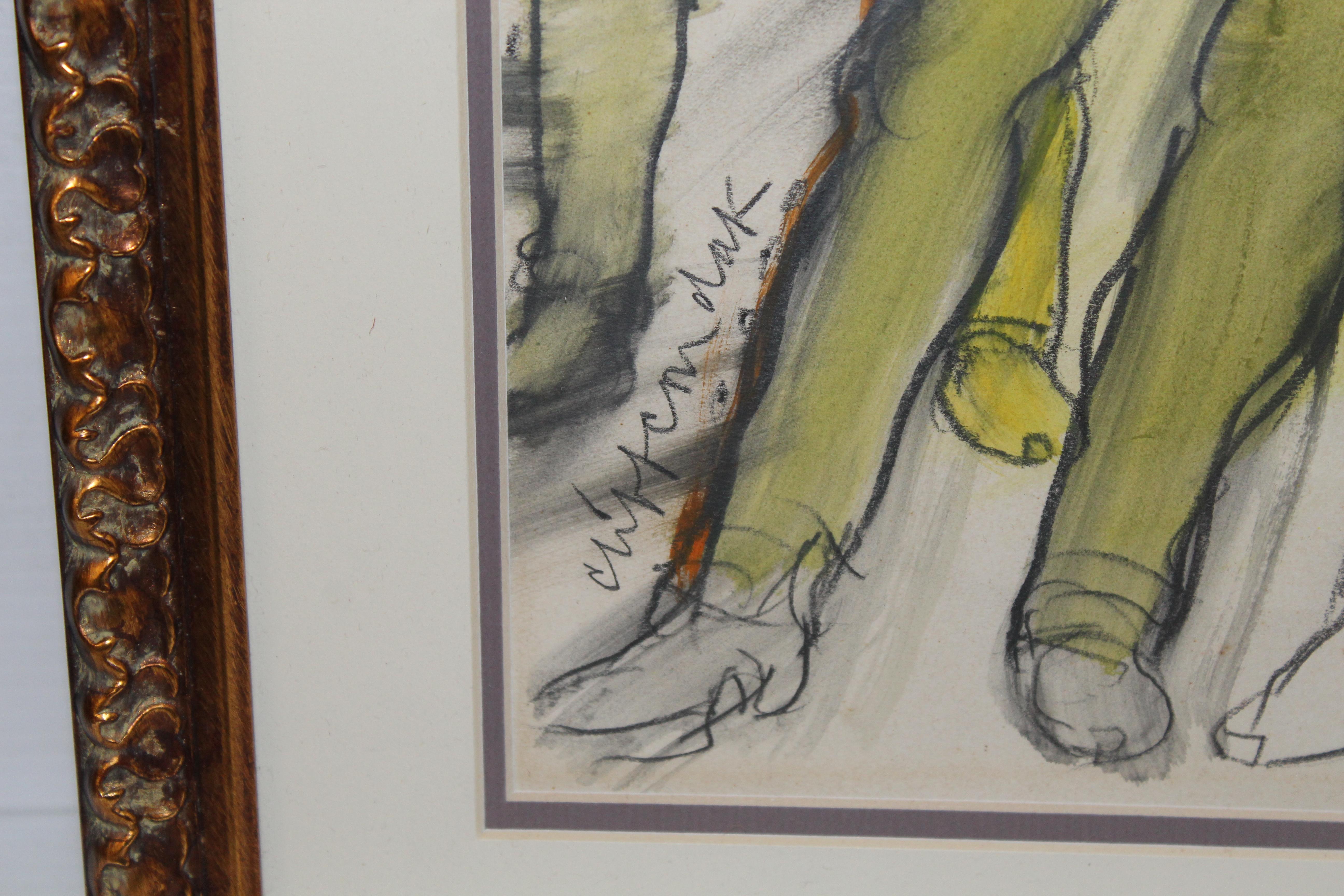 Bonito Dibujo Enmarcado de un Mariachi siglo XX en venta