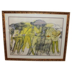 Beautifully Framed Drawing of a Mariachi Band
