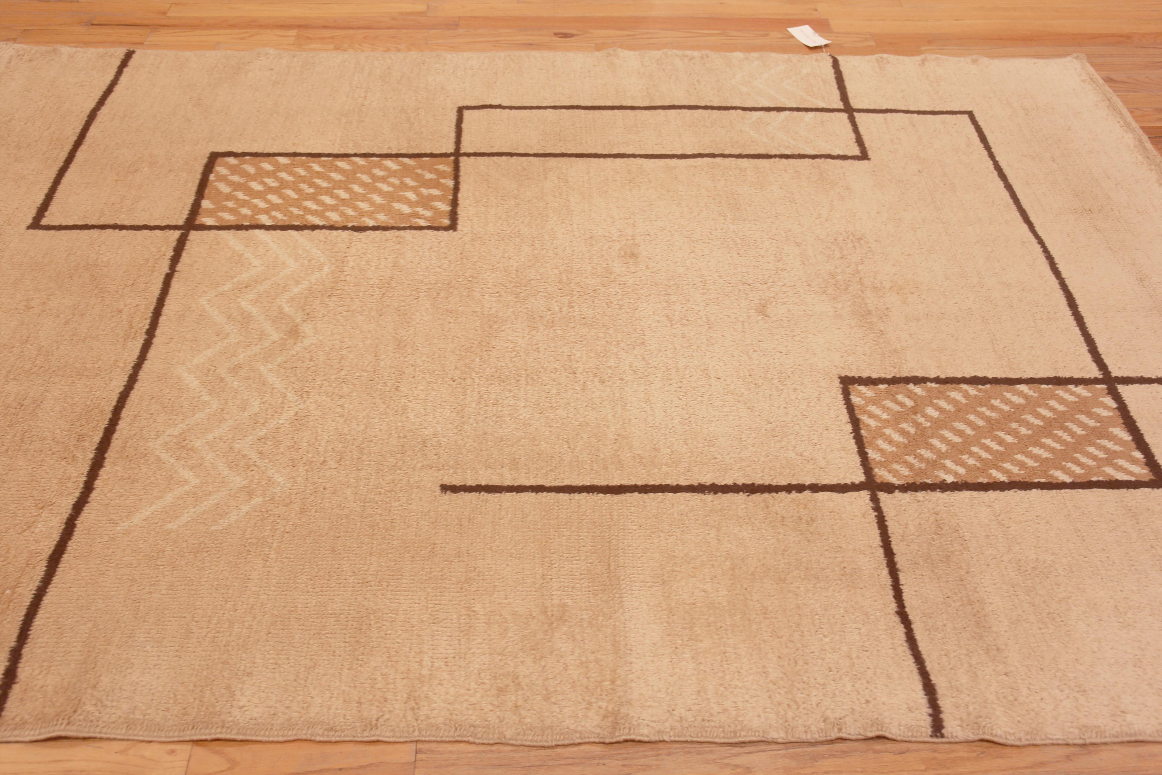 Beautifully Simplistic Geometric Antique Minimalist French Art Deco Design Area Rug, Country Of Origin / Rug Type: French Rug, Circa Date: 1930’s