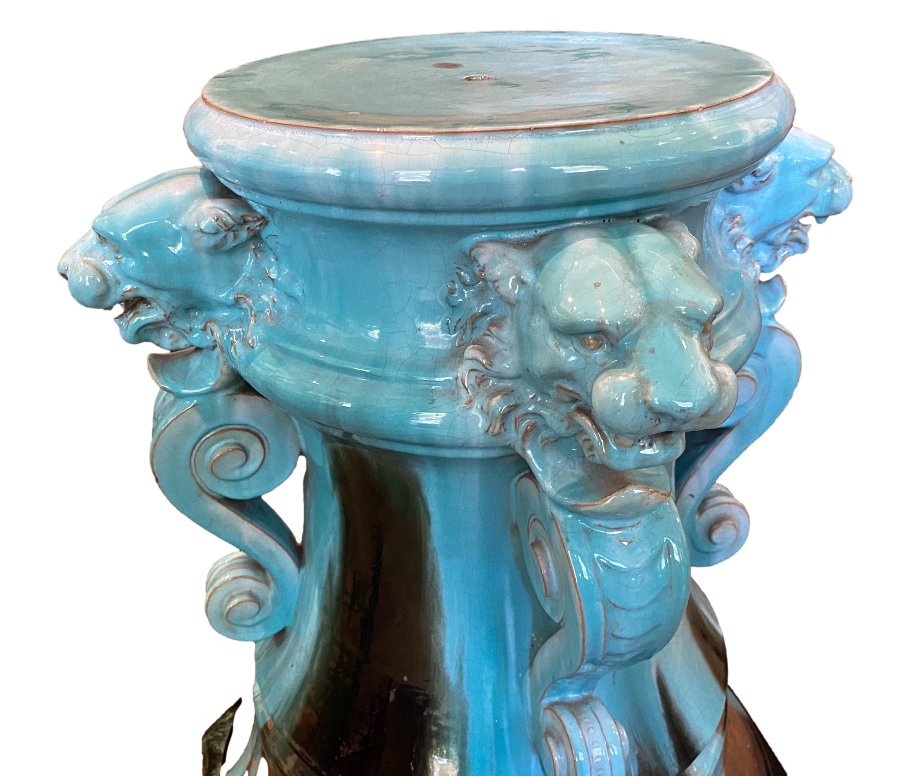 Beautifully Glazed Ceramic Garden Seat / Table For Sale 3