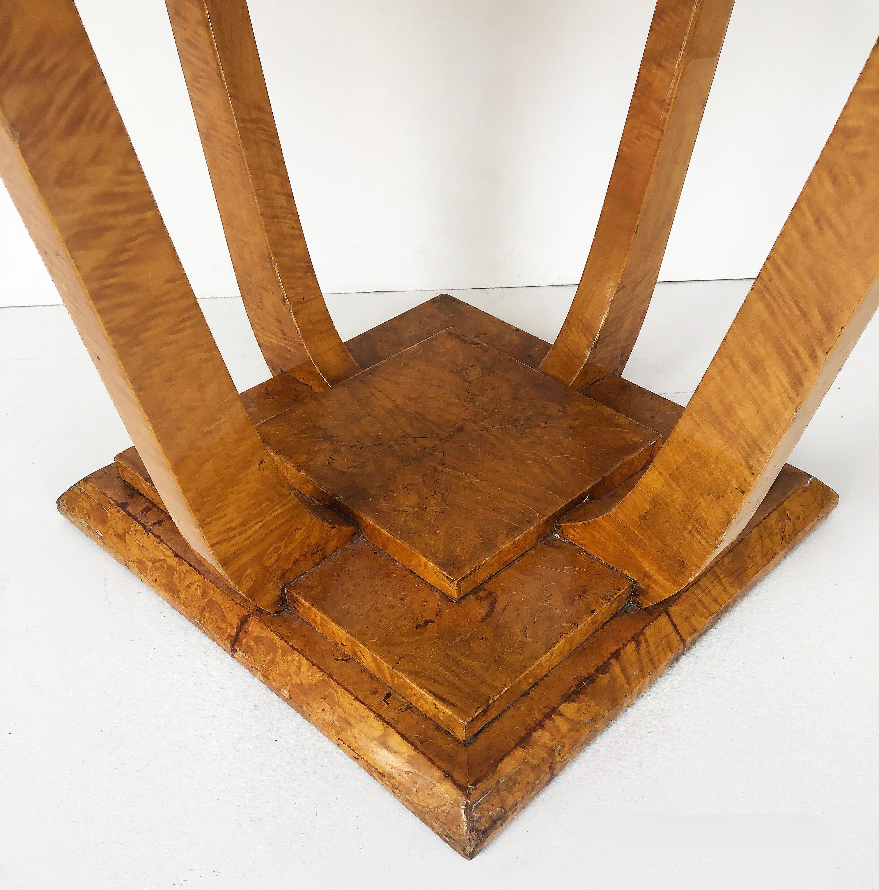 1920s Grained Fine Austrian Biedermeier Burlwood Table and 2 Chairs For Sale 4