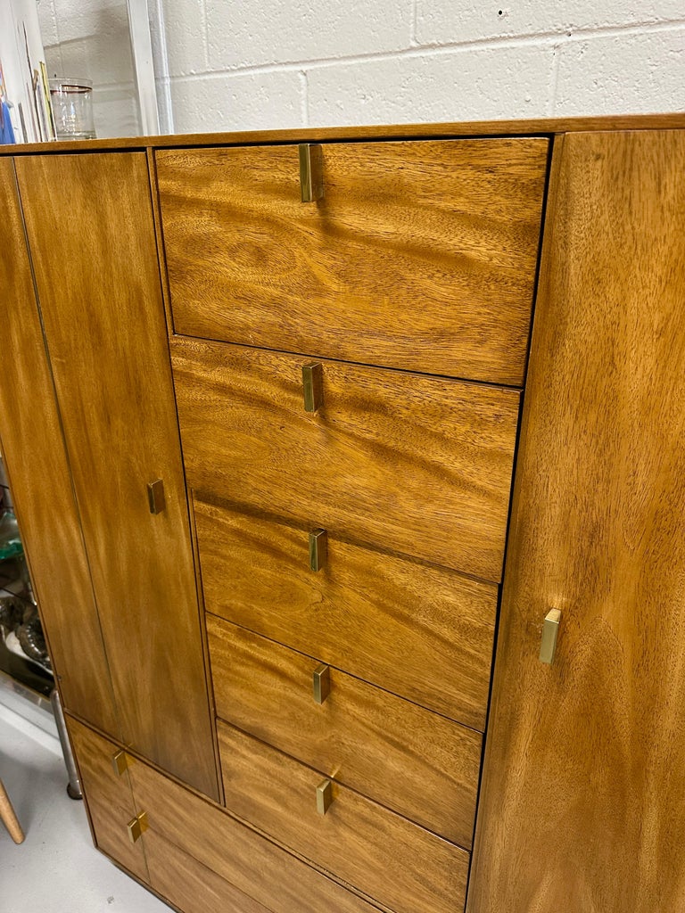 Beautifully Grained MidCentury Modern Tall Bedroom Chest For Sale at