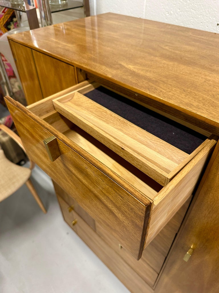 Beautifully Grained MidCentury Modern Tall Bedroom Chest For Sale at