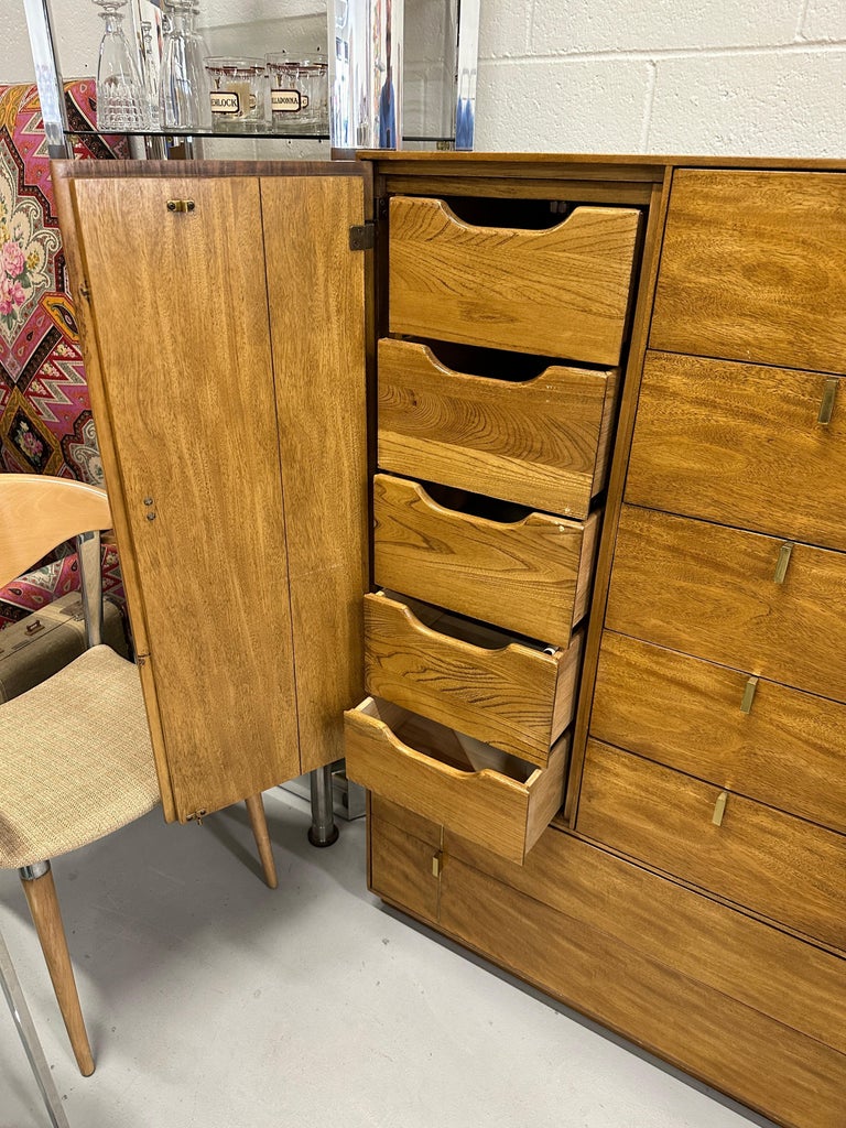 Beautifully Grained MidCentury Modern Tall Bedroom Chest For Sale at