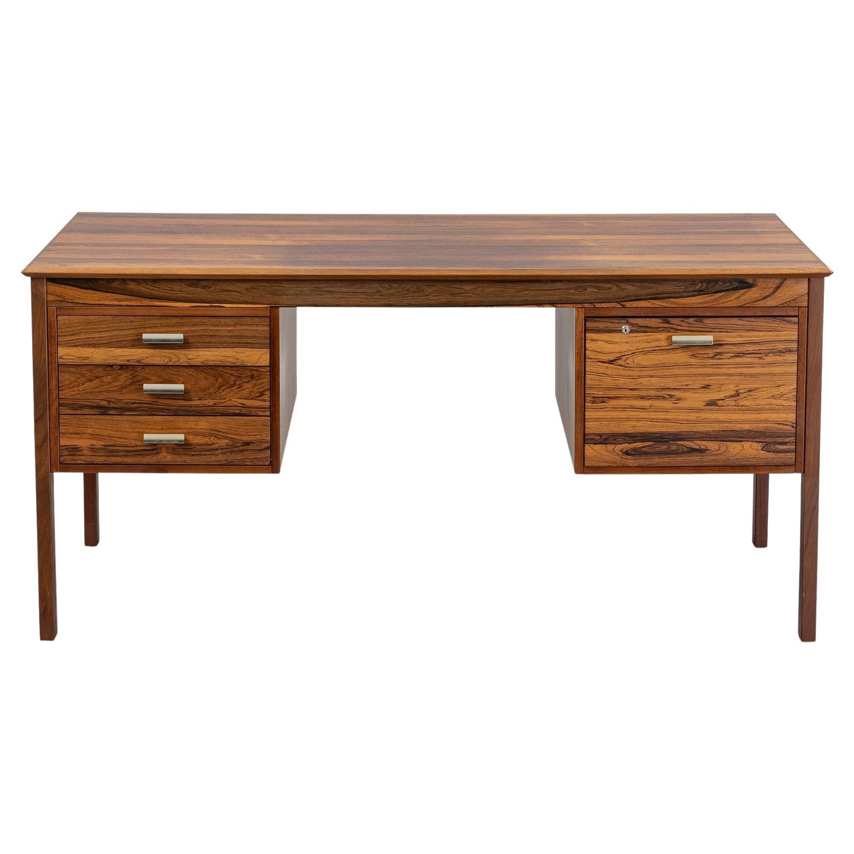 Beautifully Grained Rosewood Writing Desk with File Cabinet