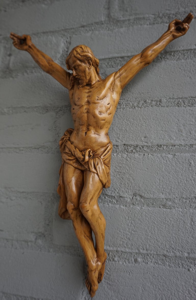 Beautifully Hand Carved Vintage Wooden Corpus of Jesus Christ for Wall Mounting at 1stDibs